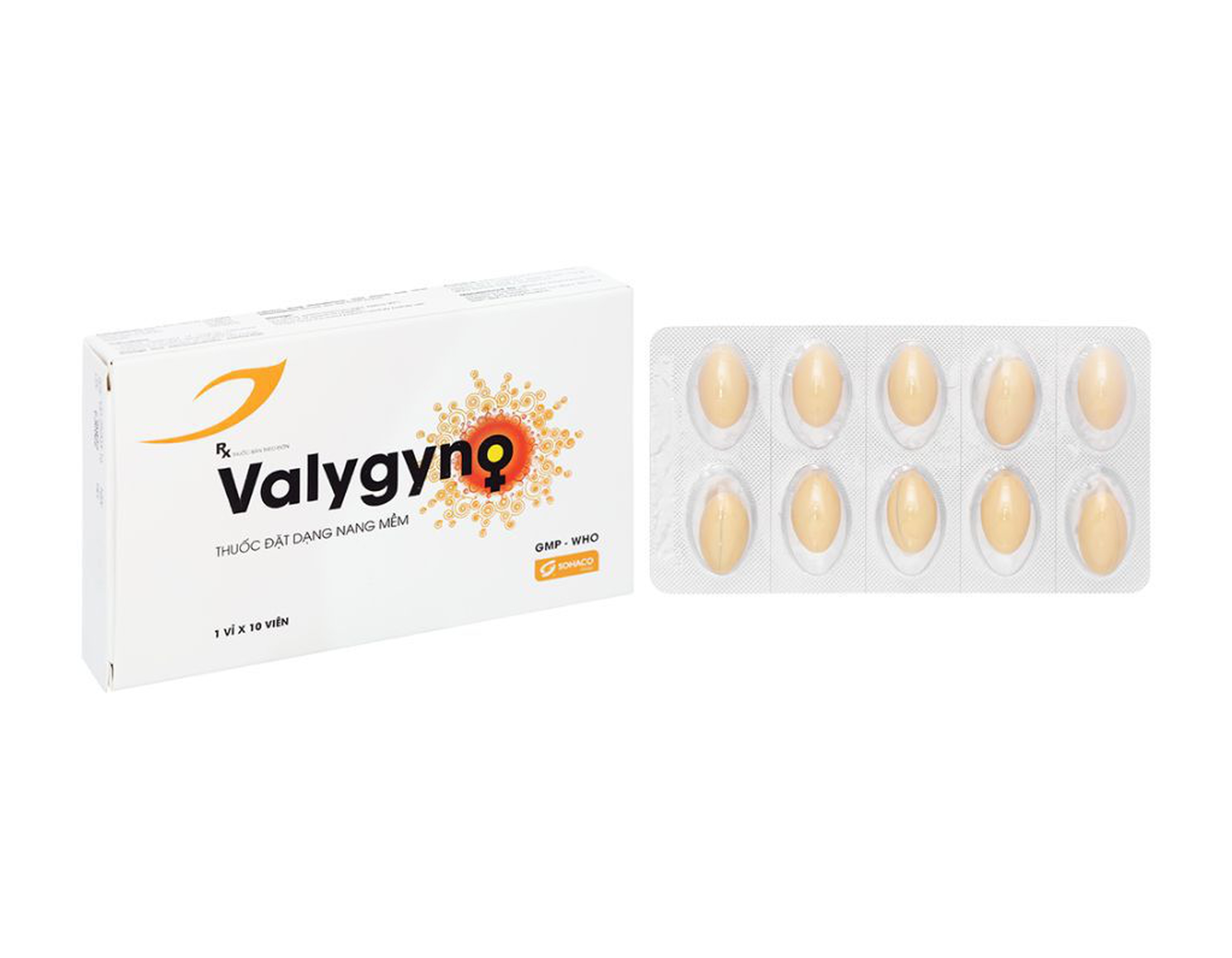 Viên đặt Valygyno trị viêm nhiễm phụ khoa (hộp 1 vỉ * 10 viên)
