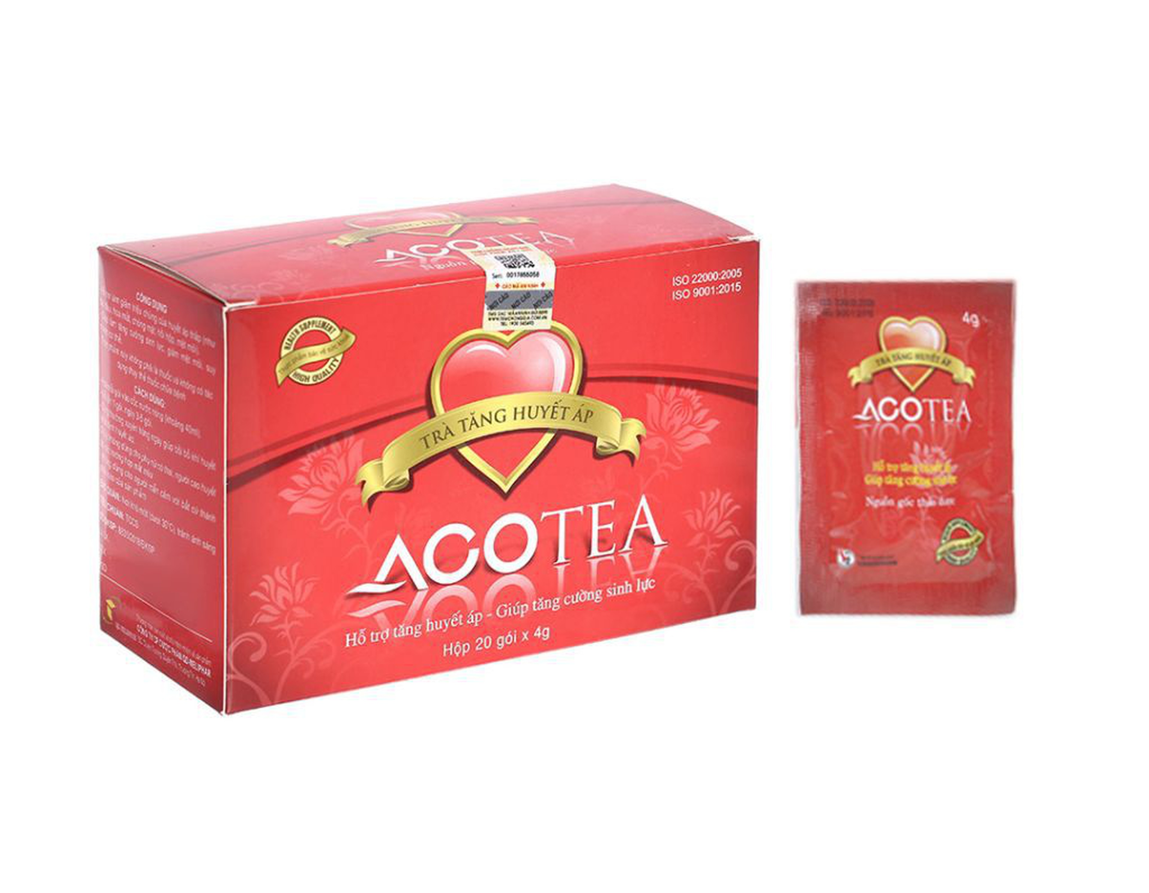 Trà tăng huyết áp Acotea hỗ trợ giảm các triệu chứng của bệnh huyết áp thấp, tăng cường sinh lực giảm mệt mỏi (Hộp 20 gói 4g)