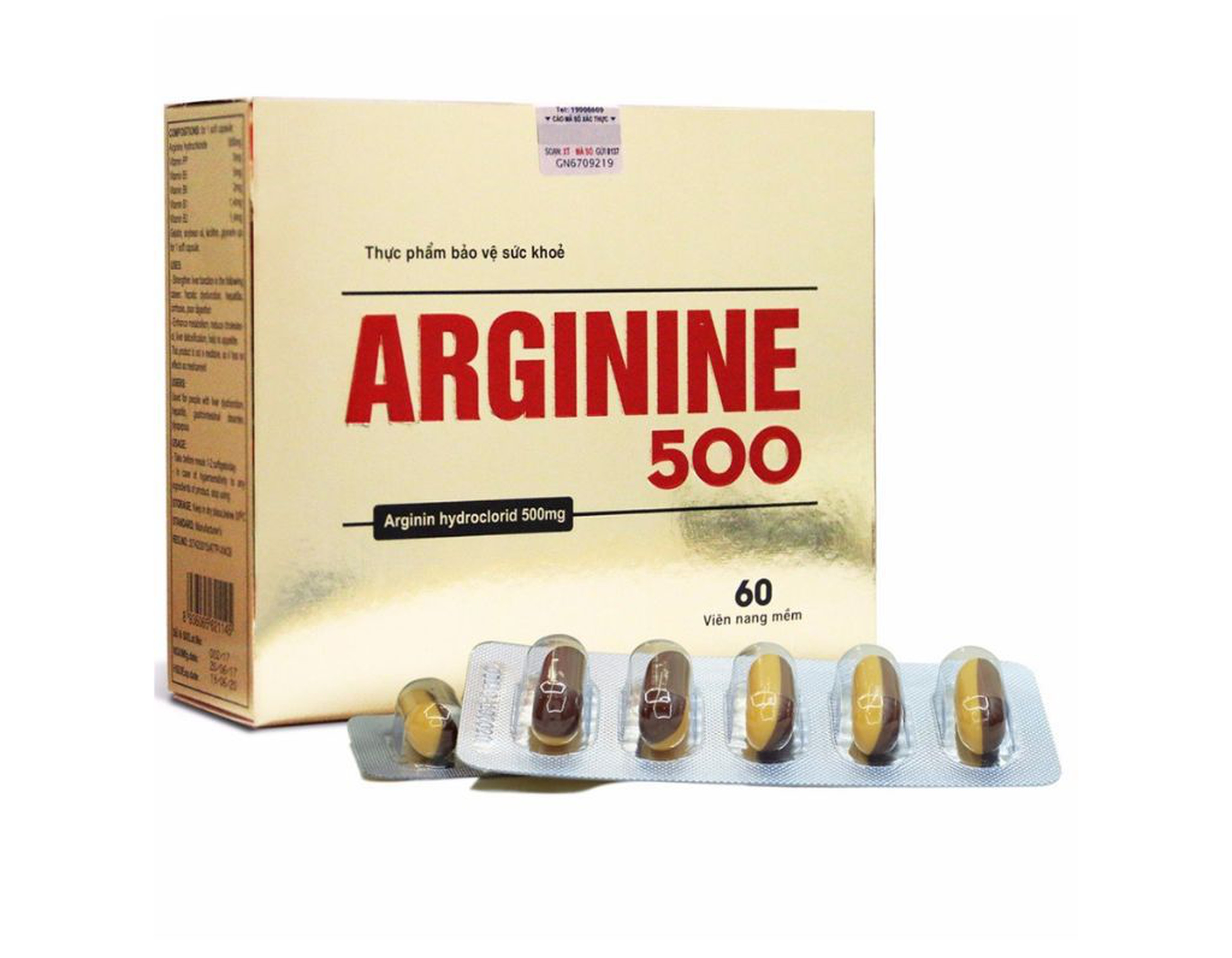 Viên uống Arginine 500 Gia Nguyễn hỗ trợ chức năng gan, giải độc gan (Hộp 12 vỉ x 5 viên)