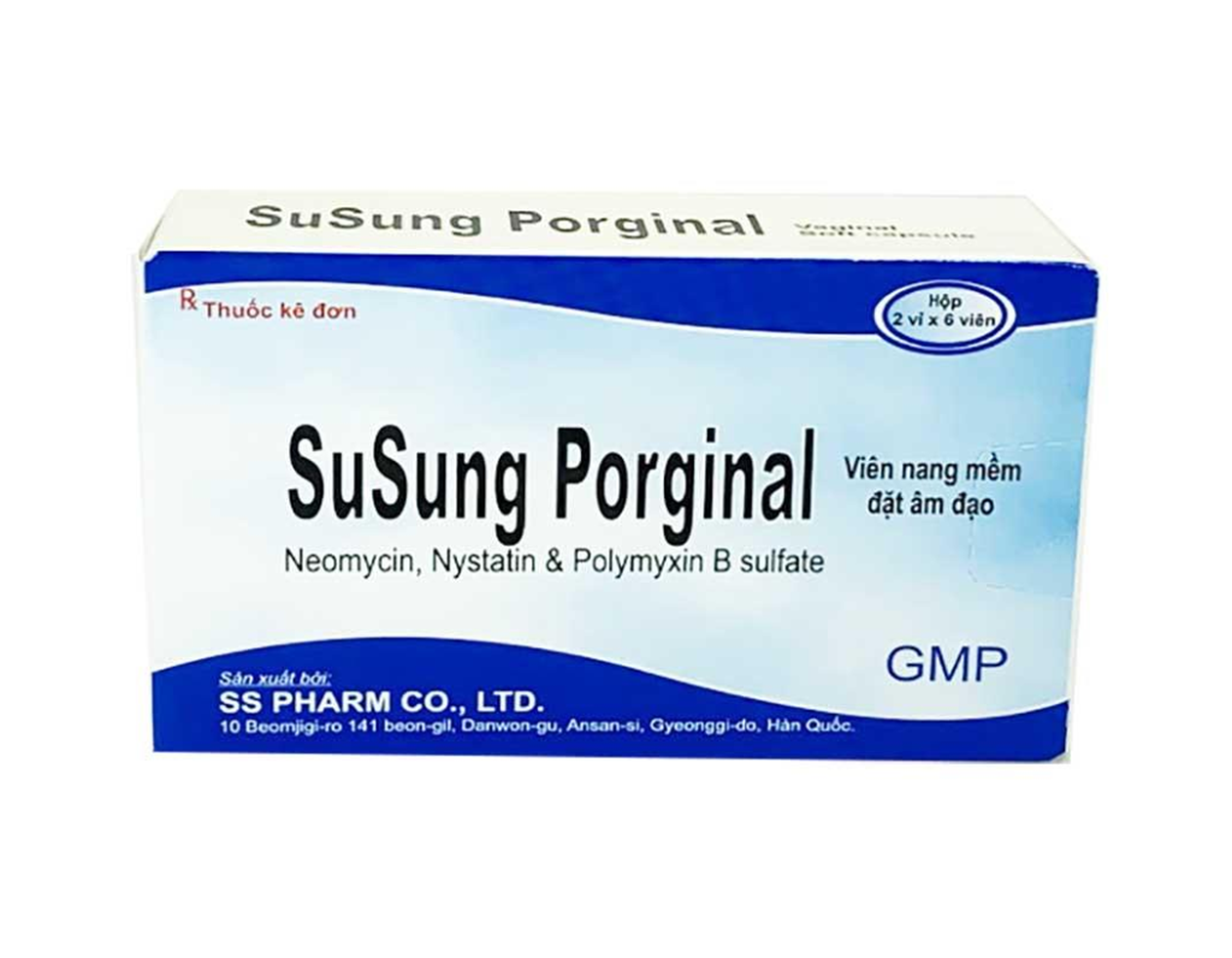 Thuốc SUSUNG PORGINAL trị nhiễm trùng âm đạo (Hộp 2 vỉ * 6 viên)