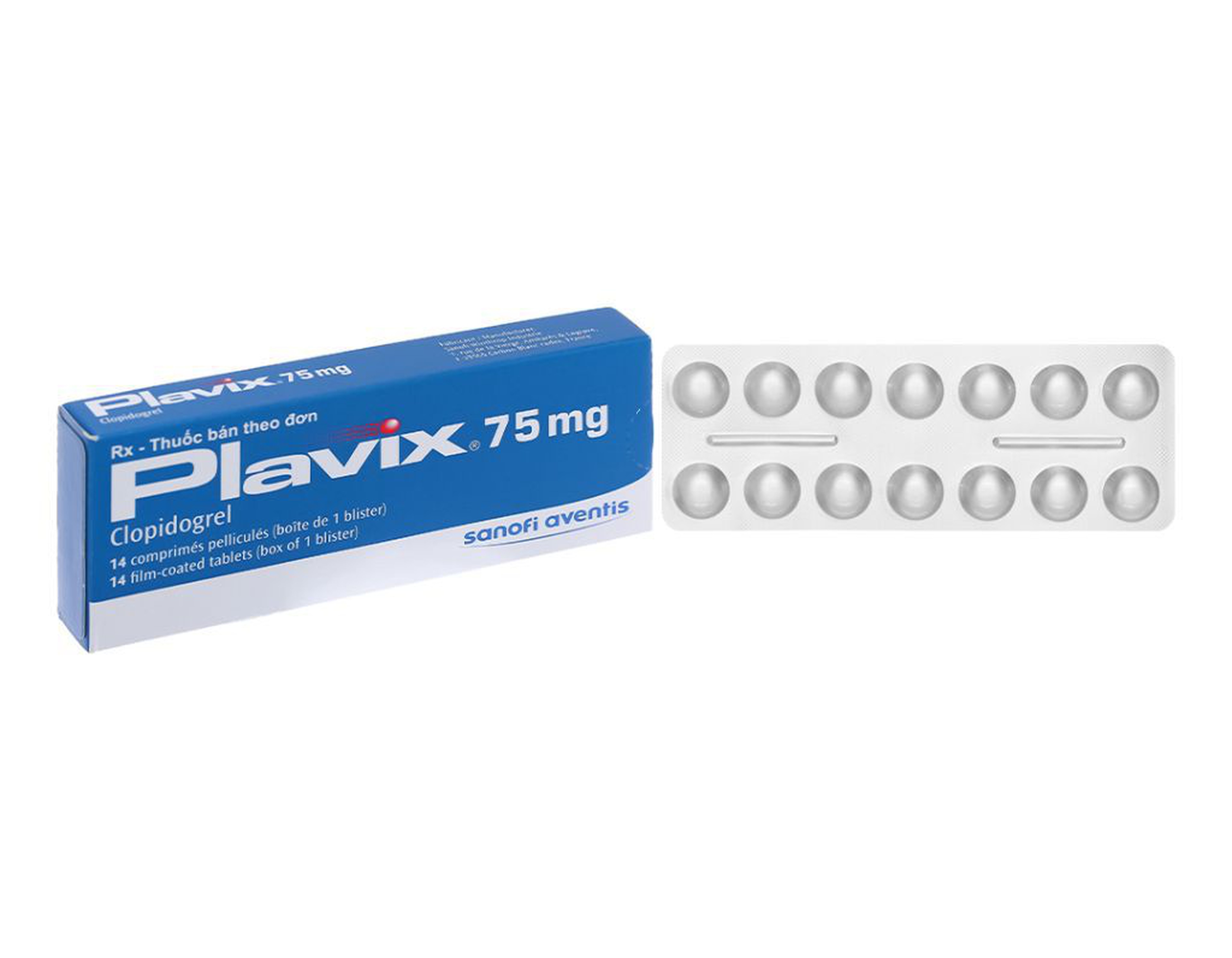 Thuốc Plavix 75 mg giảm nguy cơ hình thành huyết khối (Hộp 1 vỉ x 14 viên)