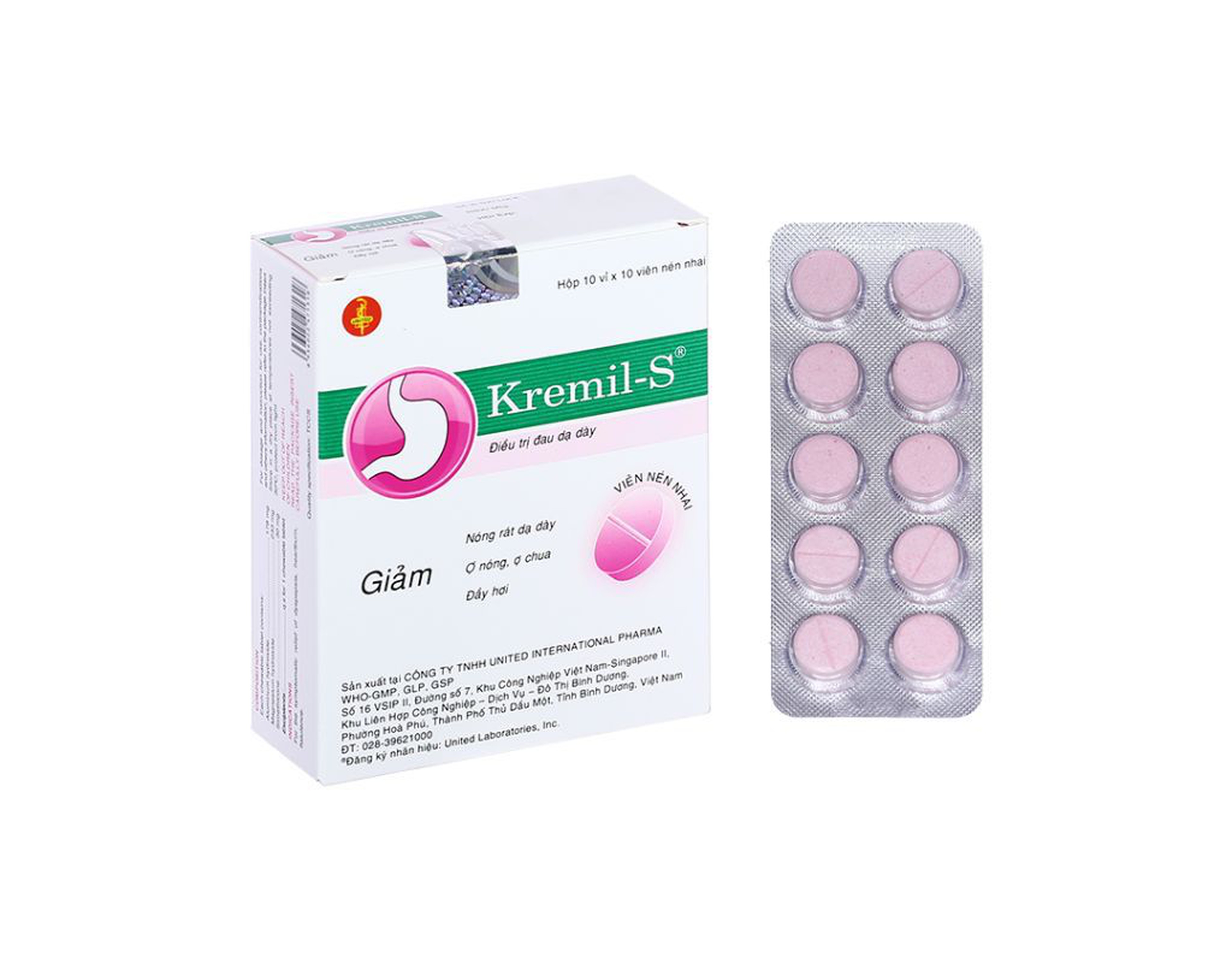 Thuốc Kremil-S trị đau dạ dày, ợ nóng, ợ chua, đầy bụng, khó tiêu (Hộp 10 vỉ x 10 viên)