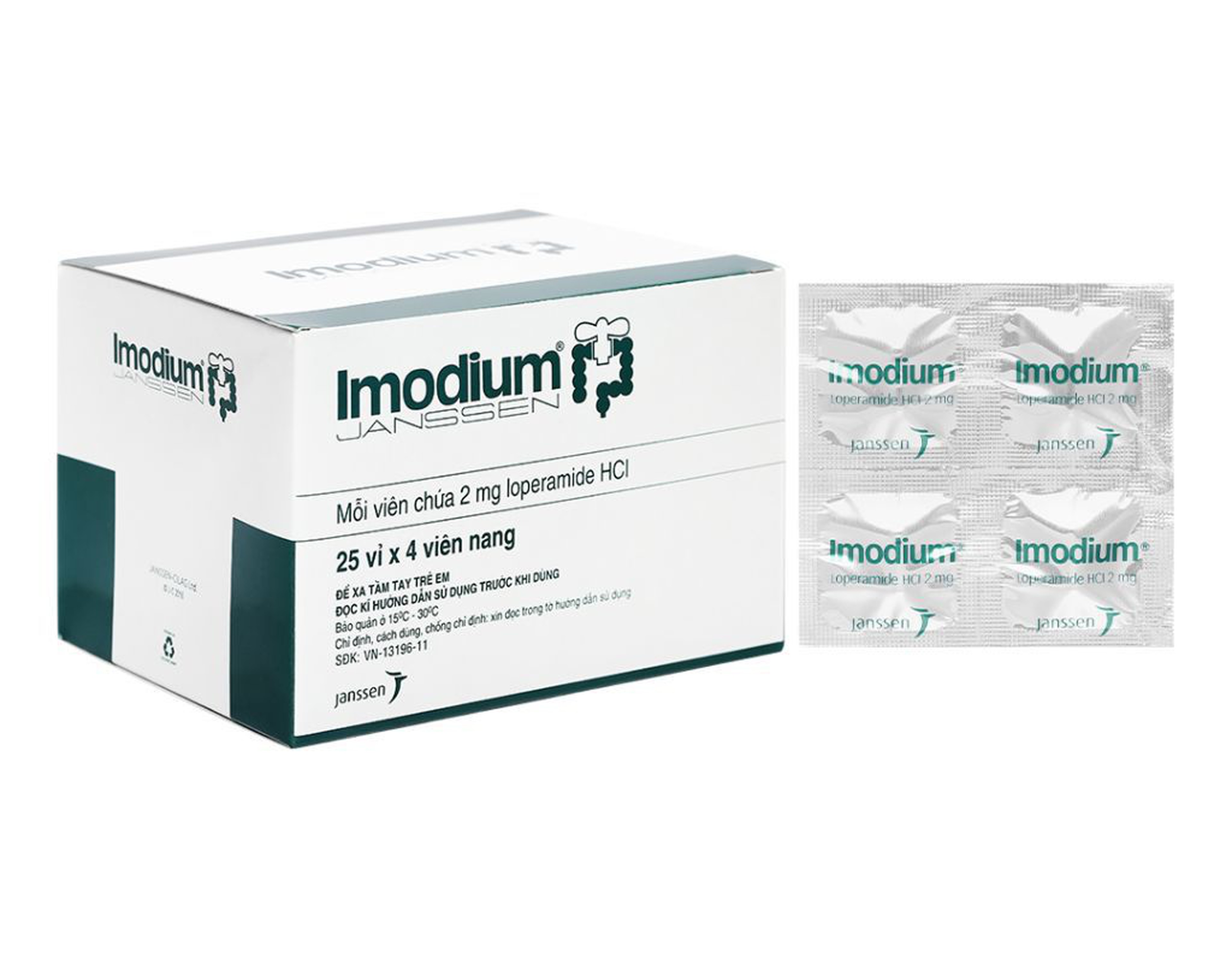 Thuốc Imodium 2mg Janssen trị tiêu chảy cấp (Hôp 25 vỉ x 4 viên)