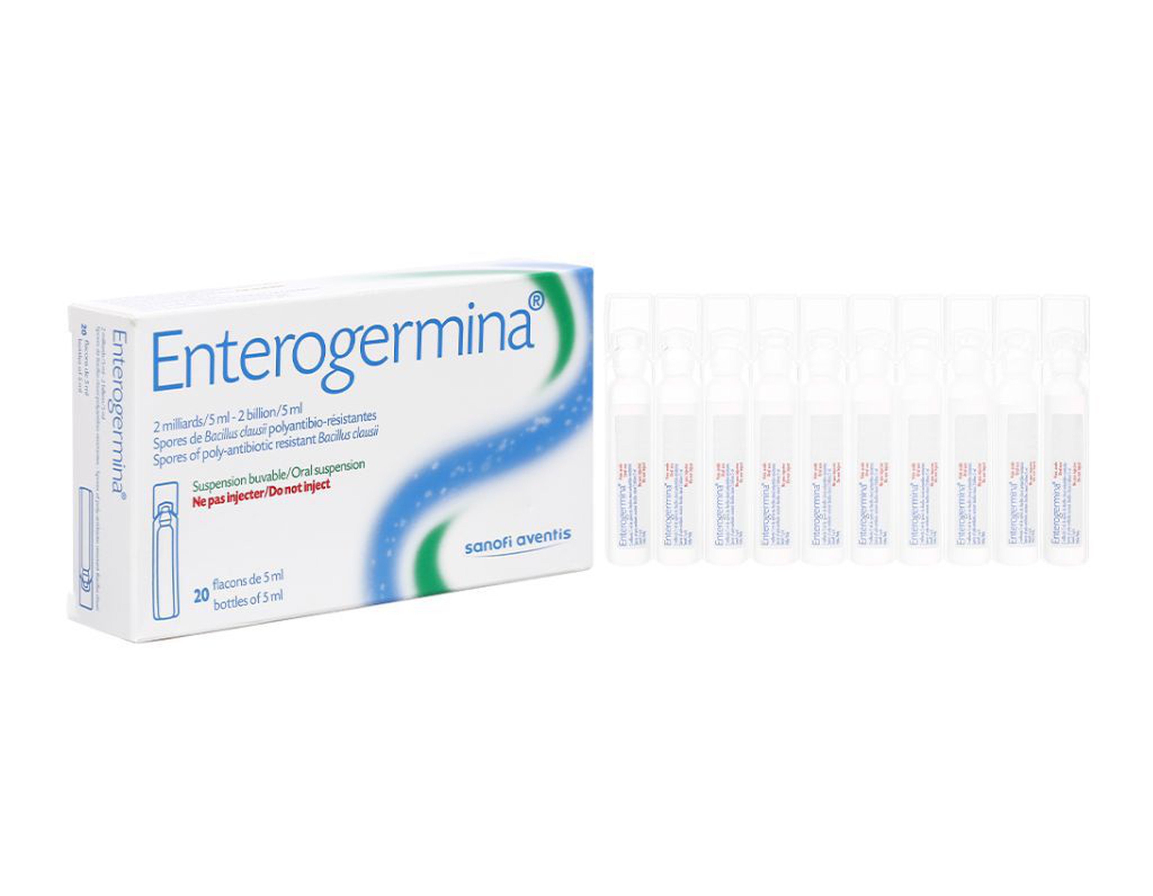 Hỗn dịch men vi sinh Enterogermina 2 tỷ/5ml điều trị rối loạn tiêu hóa (hộp 20 ống x 5ml)