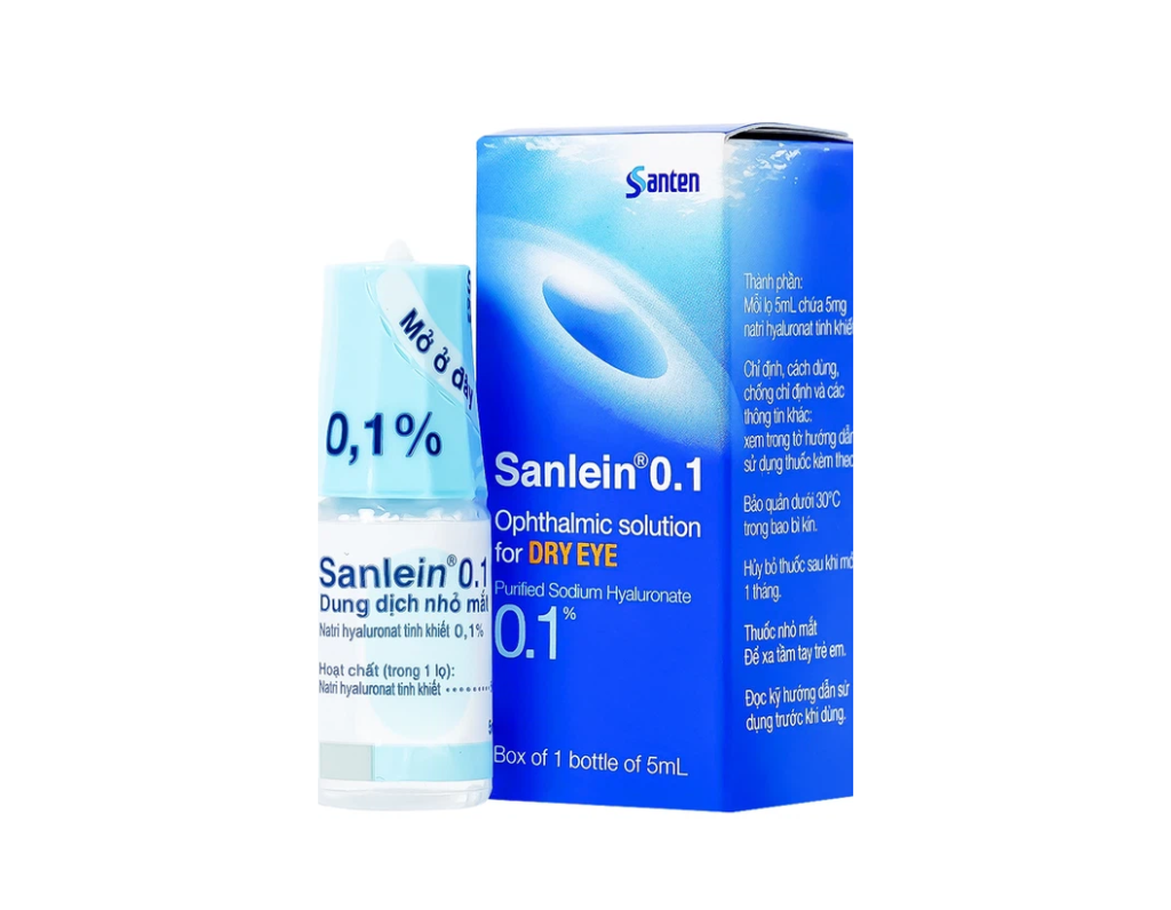 Dung dịch nhỏ mắt Sanlein 0.1% điều trị rối loạn biểu mô kết-giác mạc (lọ 5ml)