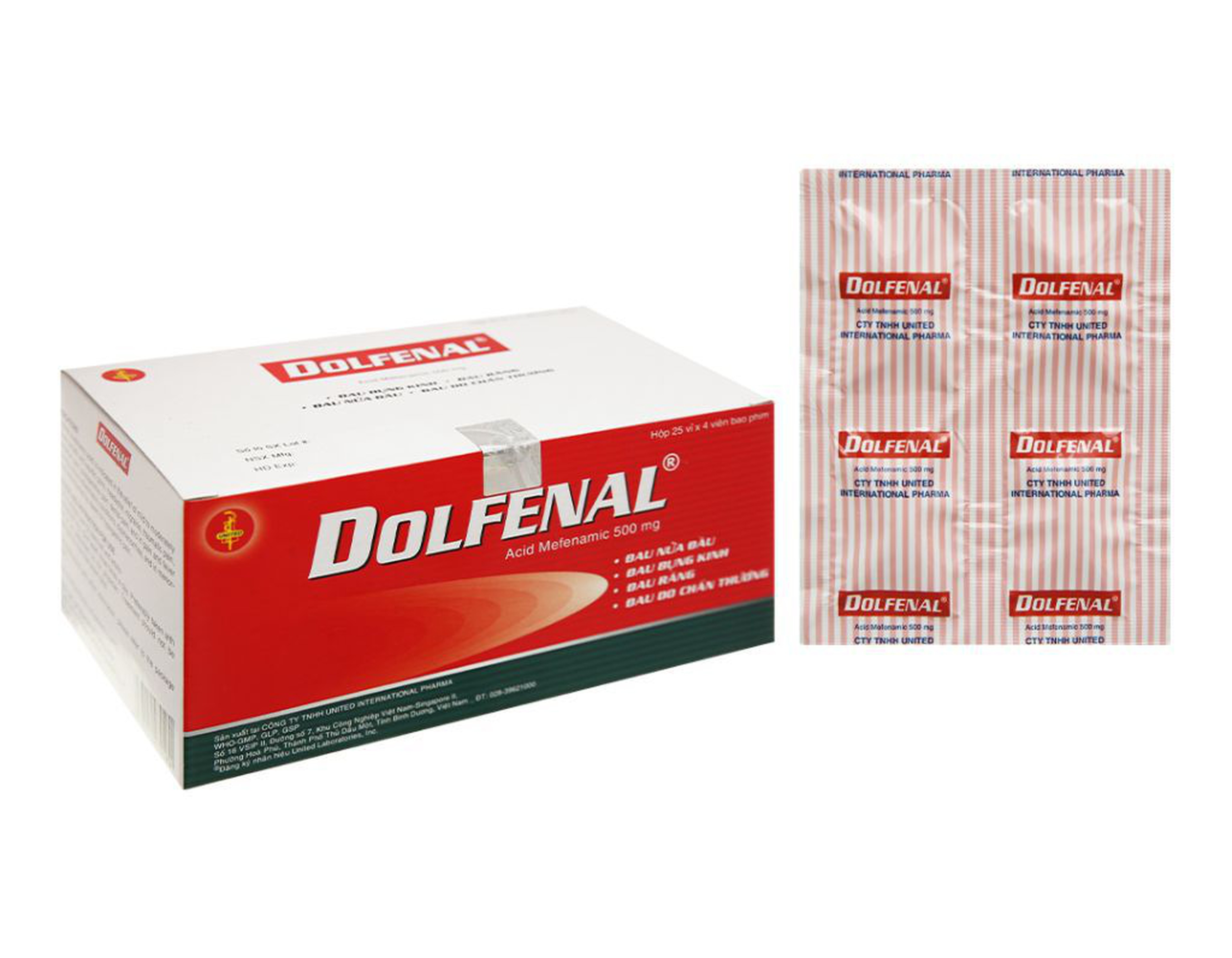 Thuốc Dolfenal 500mg điều trị cơn đau nhẹ đến trung bình (hộp 25 vỉ x 4 viên)