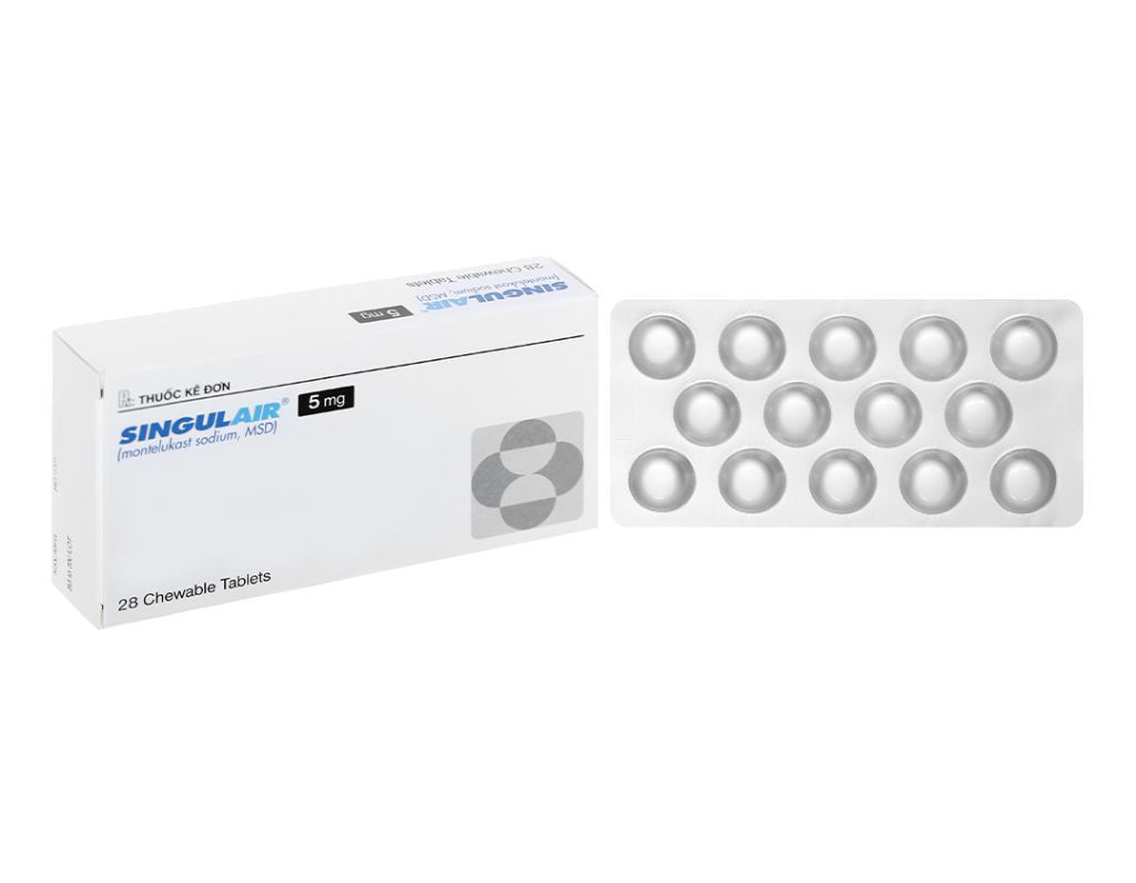 Viên nhai Singulair 5mg dự phòng và điều trị hen phế quản mạn tính (hộp 2 vỉ x 14 viên)