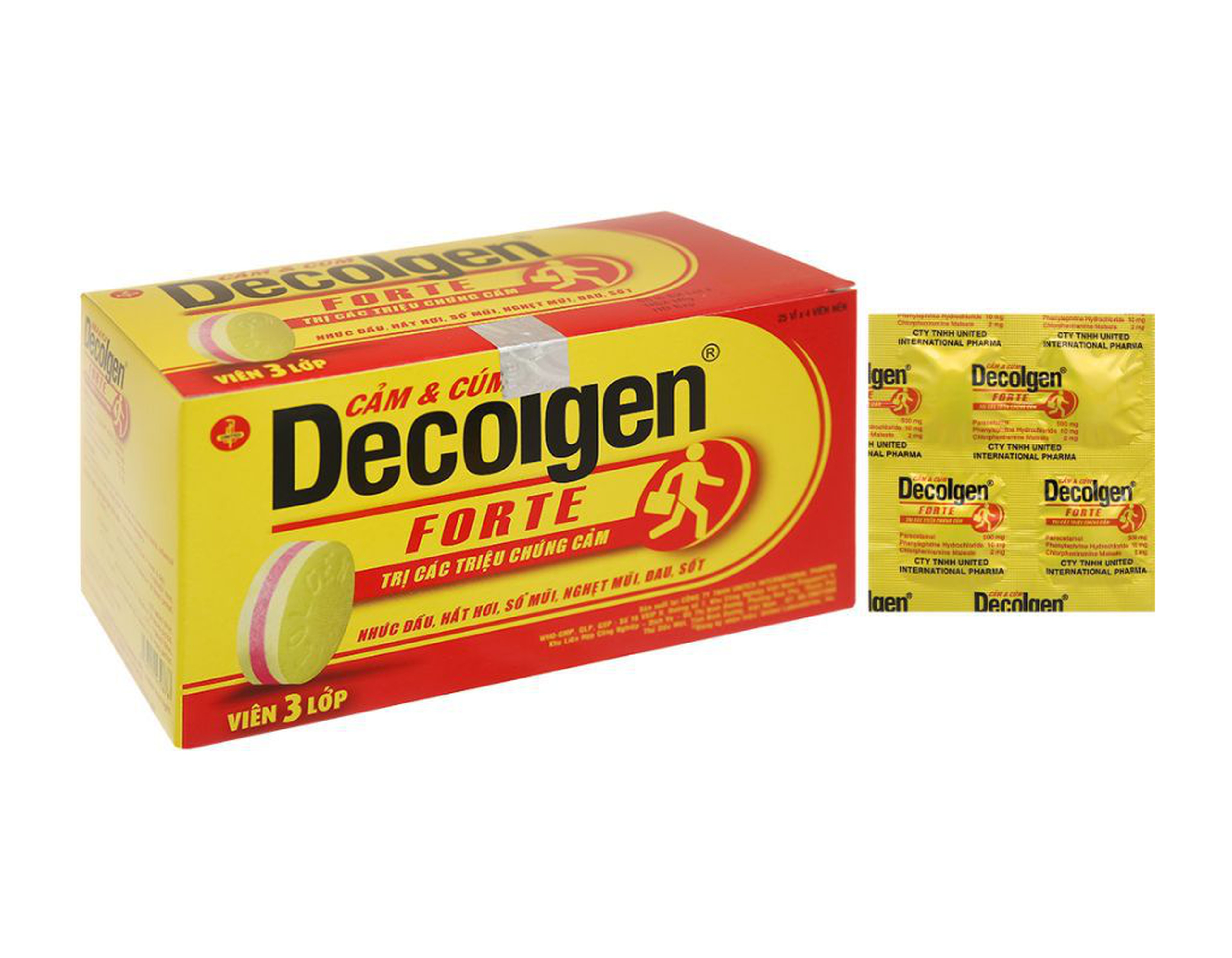 Thuốc Decolgen Forte điều trị các triệu chứng cảm thông thường, viêm mũi dị ứng (hộp 25 vỉ * 4 viên)