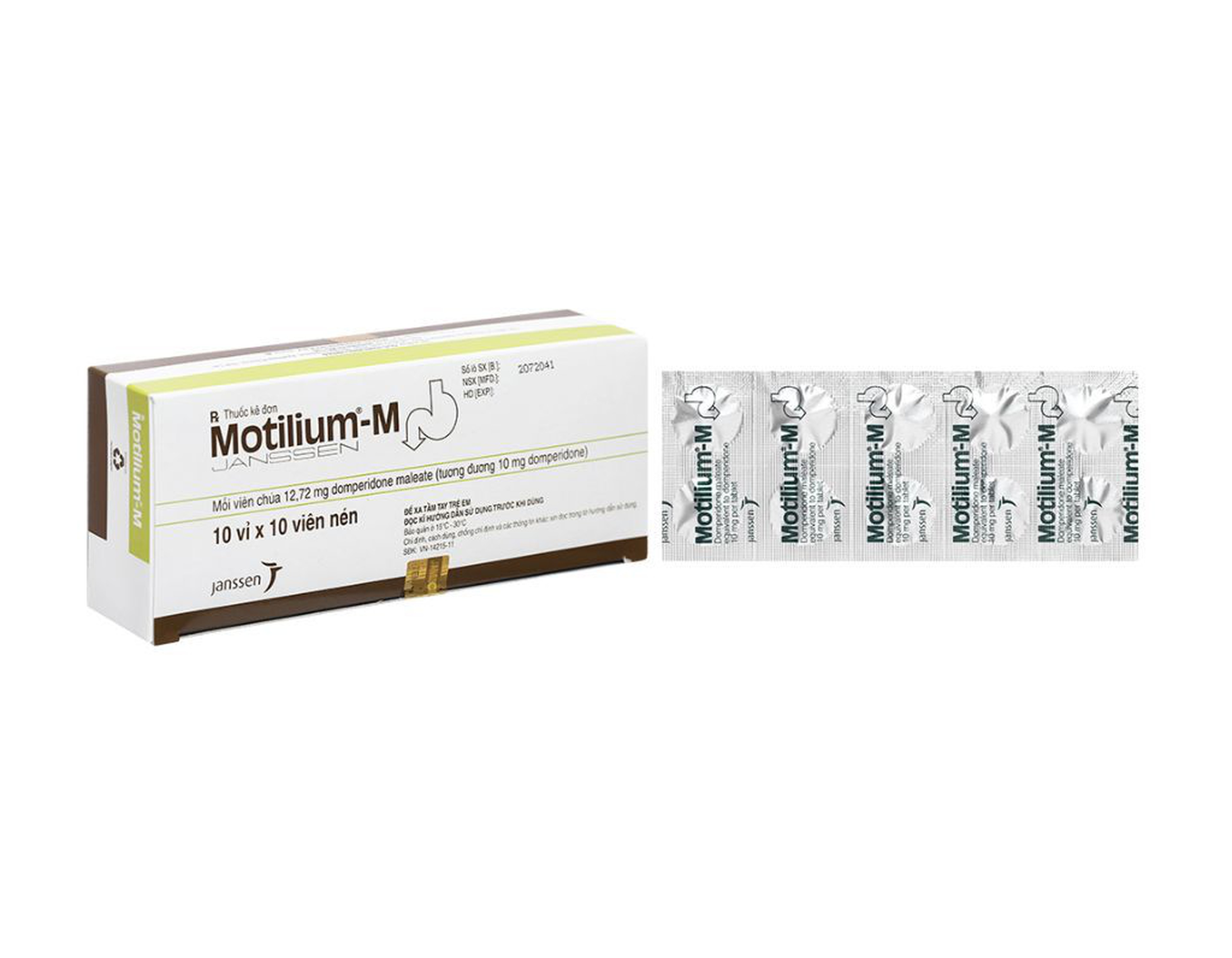 Thuốc Motilium-M Janssen 10mg điều trị nôn và buồn nôn (Hộp 10 vỉ x 10 viên nén)