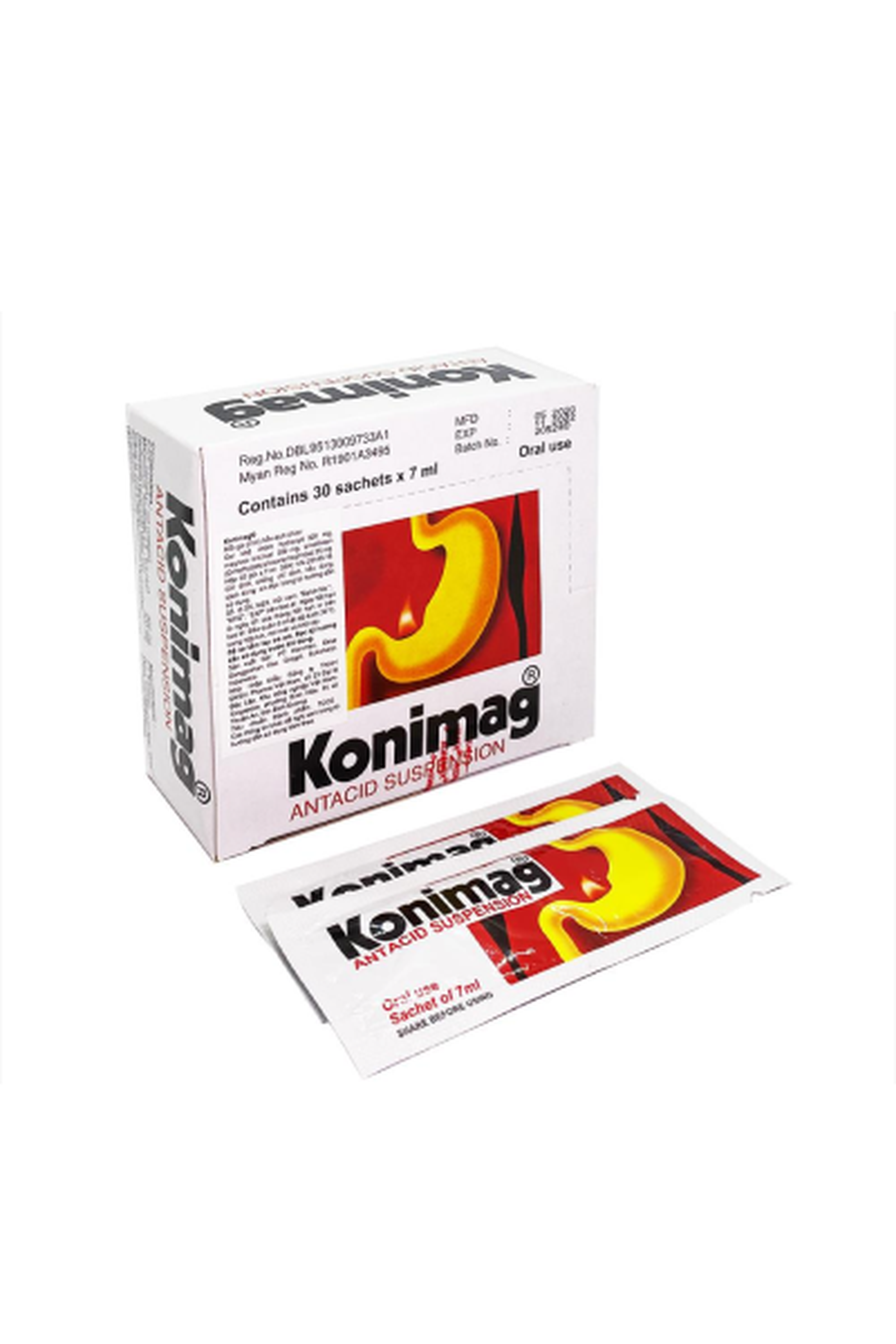 Hỗn dịch uống Konimag giảm buồn nôn, khó tiêu do dư acid (hộp 30 gói * 7ml)