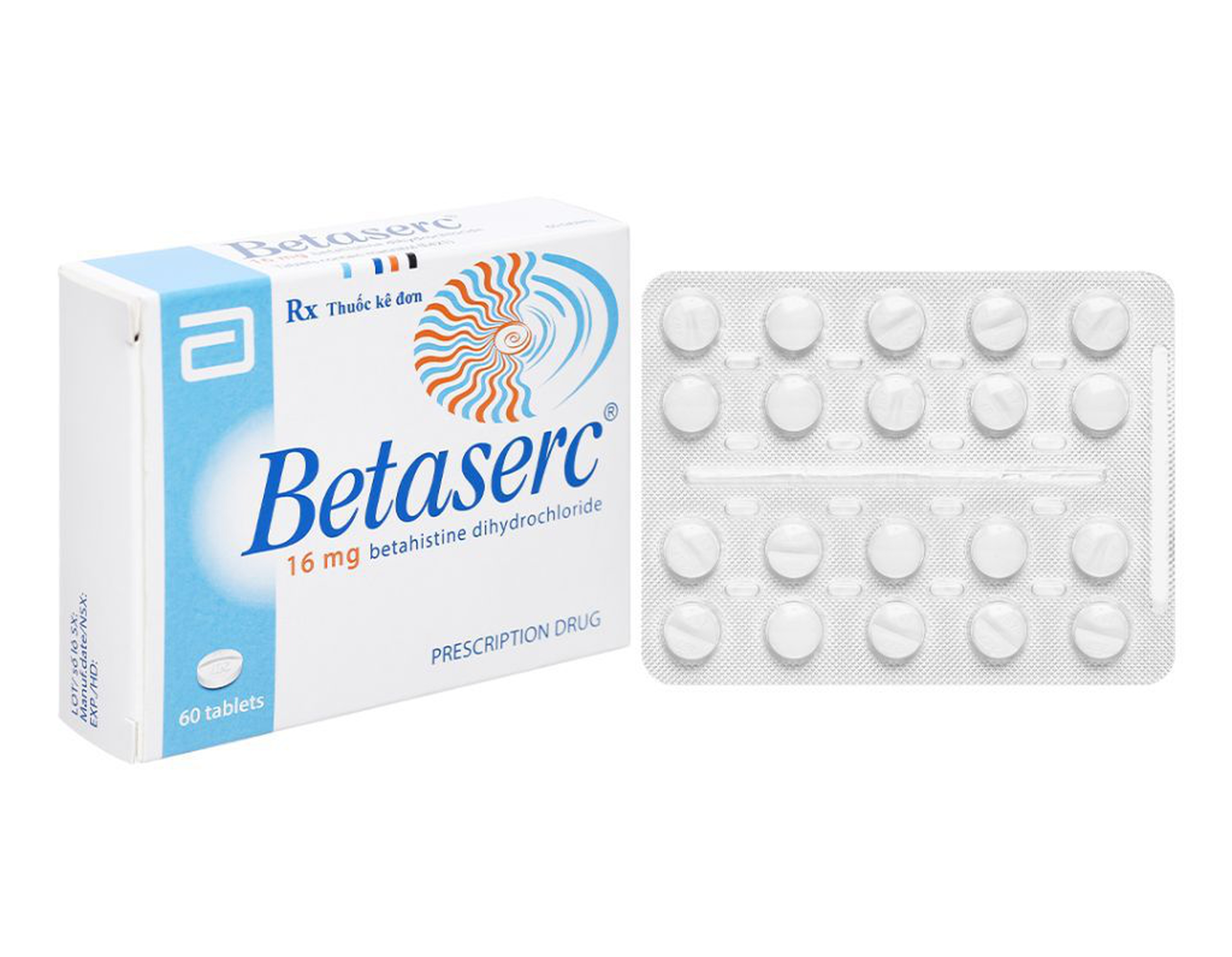 Thuốc Betaserc 16mg điều trị rối loạn tiền đình, hoa mắt chóng mặt (Hộp 3 vỉ x 20 viên)