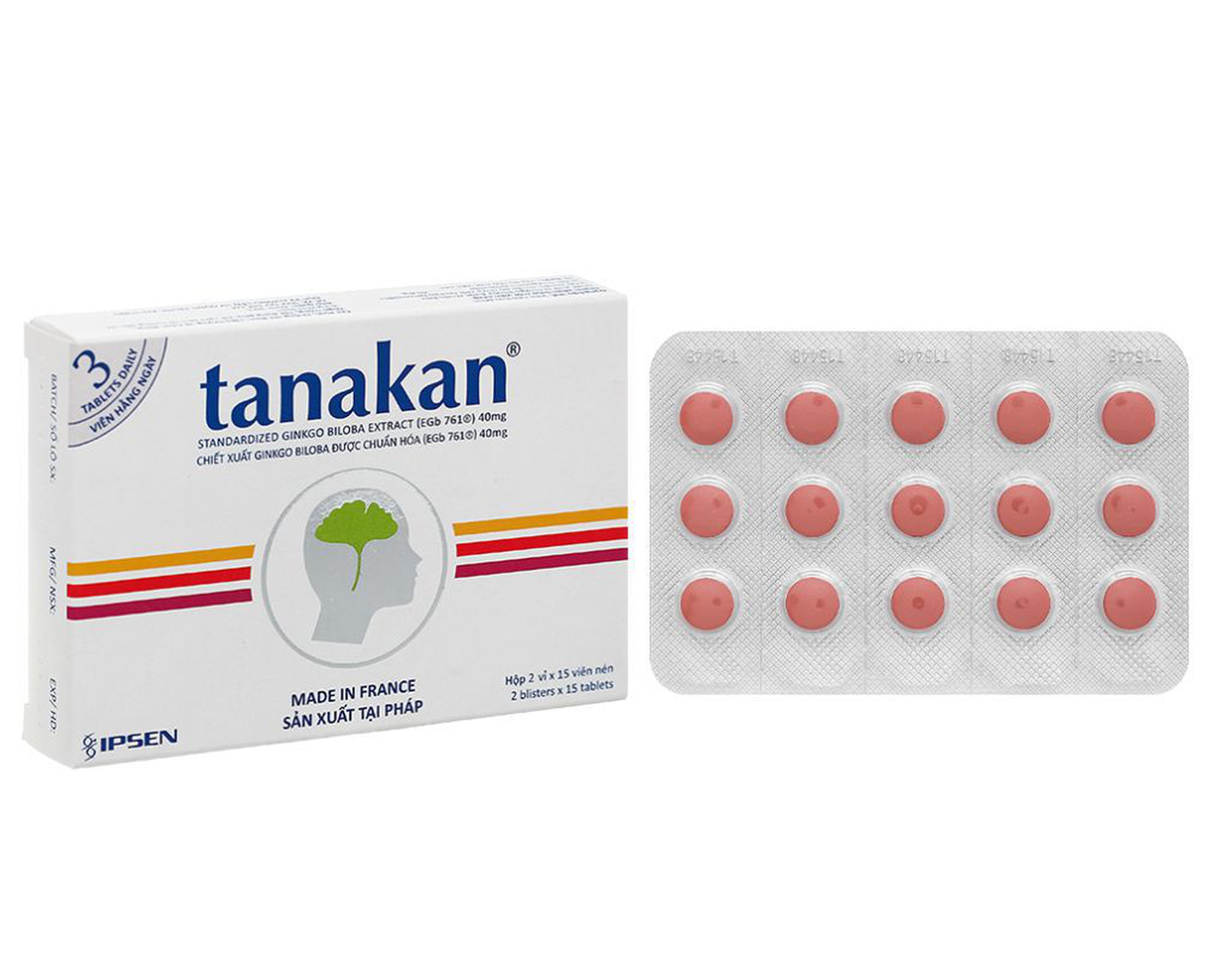 Thuốc Tanakan 40mg trị rối loạn nhận thức ở người lớn tuổi (Hộp 2 vỉ x 15 viên)