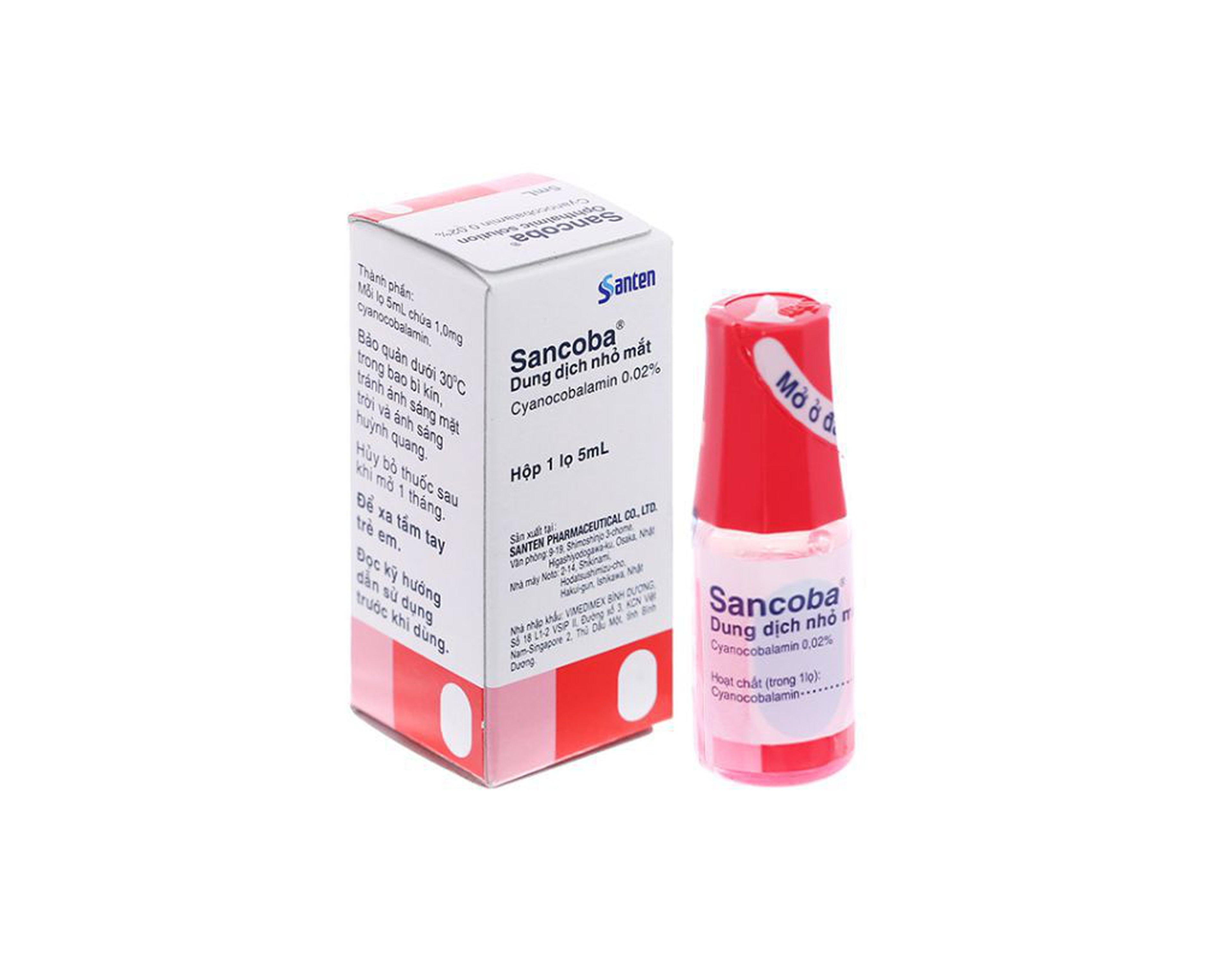 Dung dịch nhỏ mắt Sancoba 0.02% cải thiện chứng mỏi mắt do điều tiết (Hộp 1 lọ 5ml)