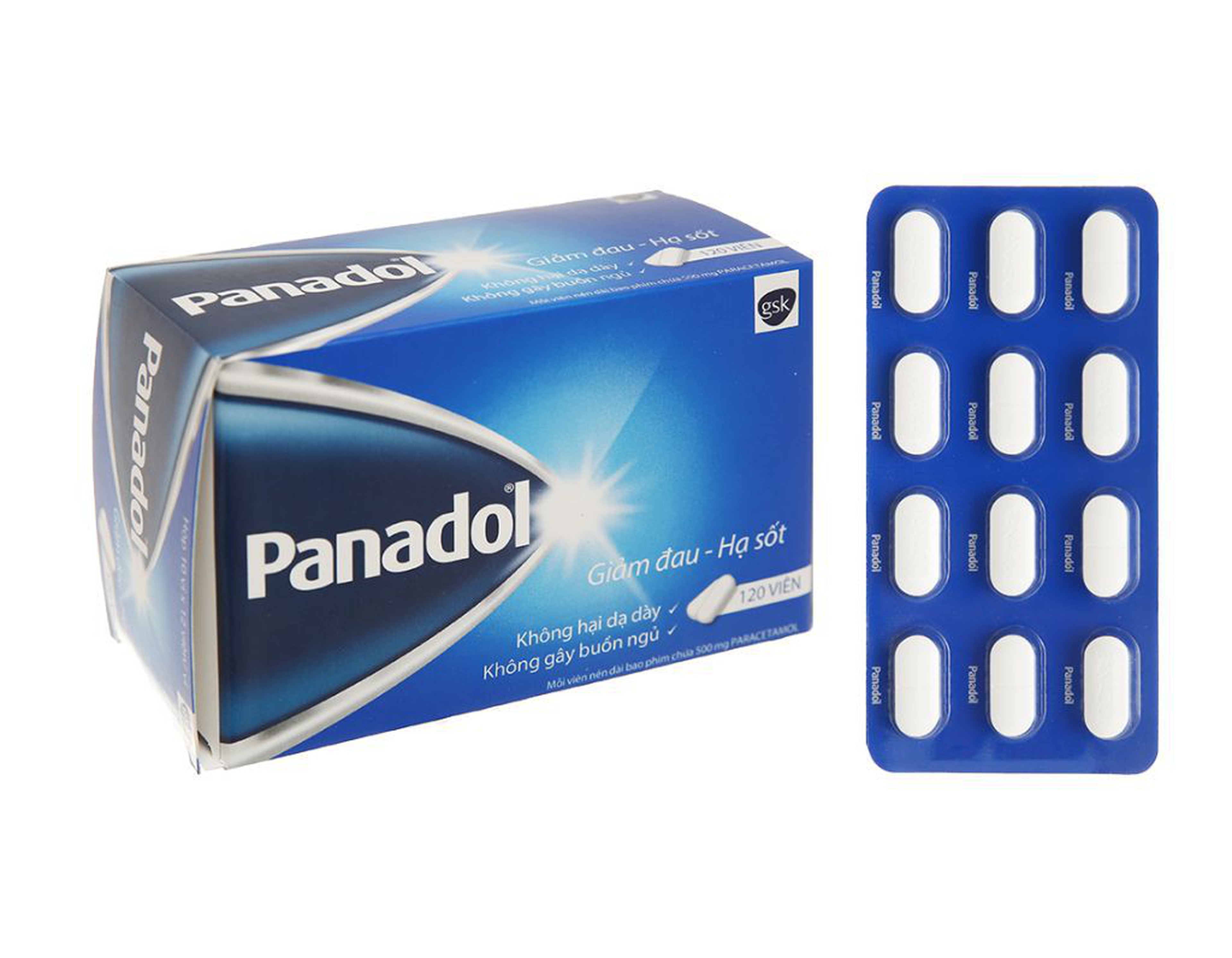 Thuốc Panadol 500mg giảm đau, hạ sốt (hộp 10 vỉ x 12 viên)