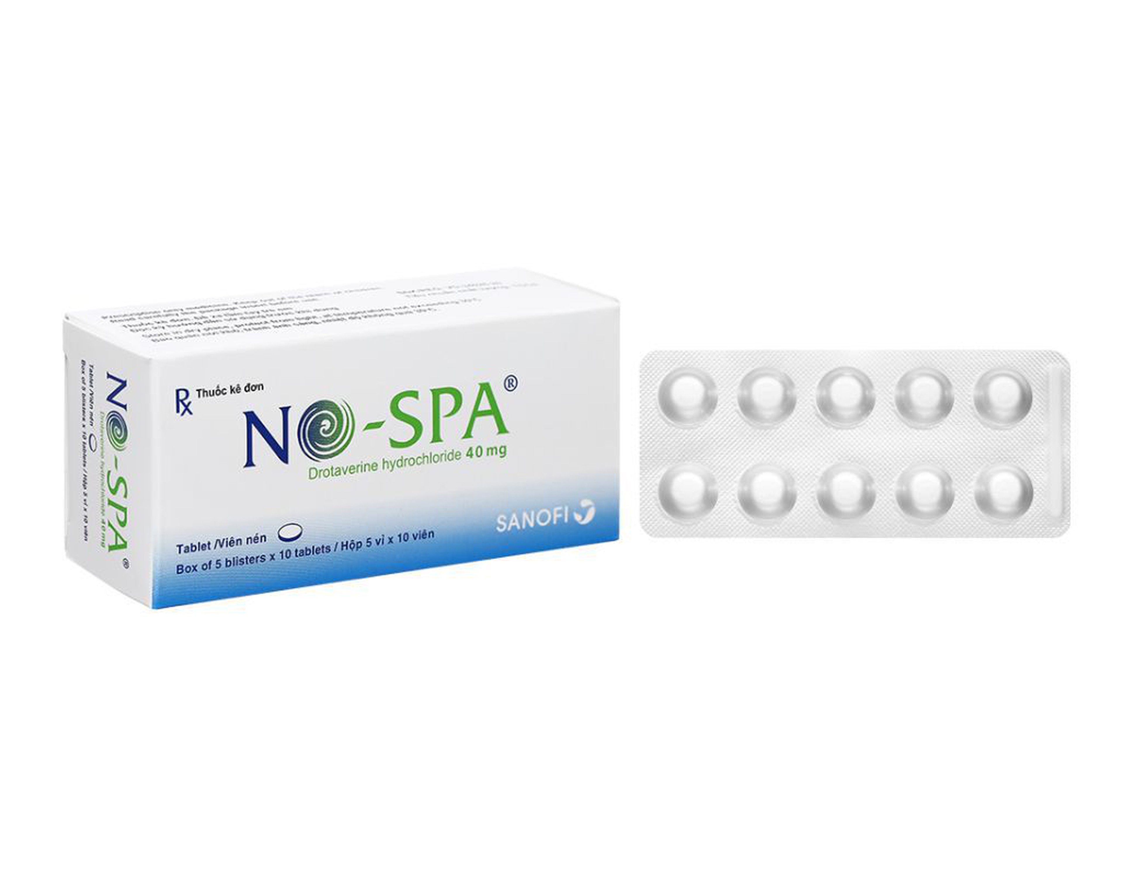 Thuốc No-Spa 40mg giảm đau do co thắt tiêu hóa (hộp 5 vỉ x 10 viên)