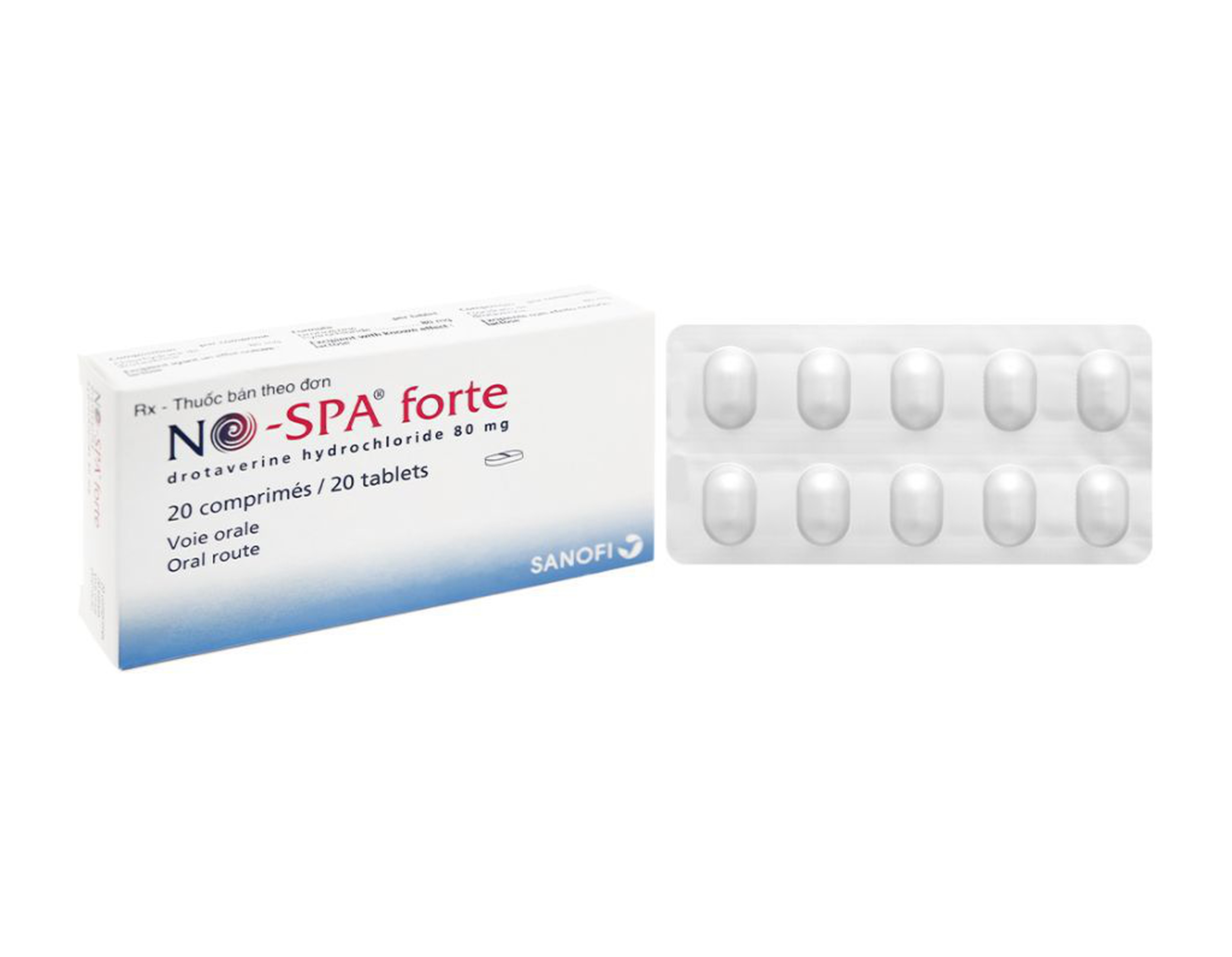 Thuốc NO-SPA Forte 80mg chống co thắt cơ trơn (hộp 2 vỉ * 10 viên)