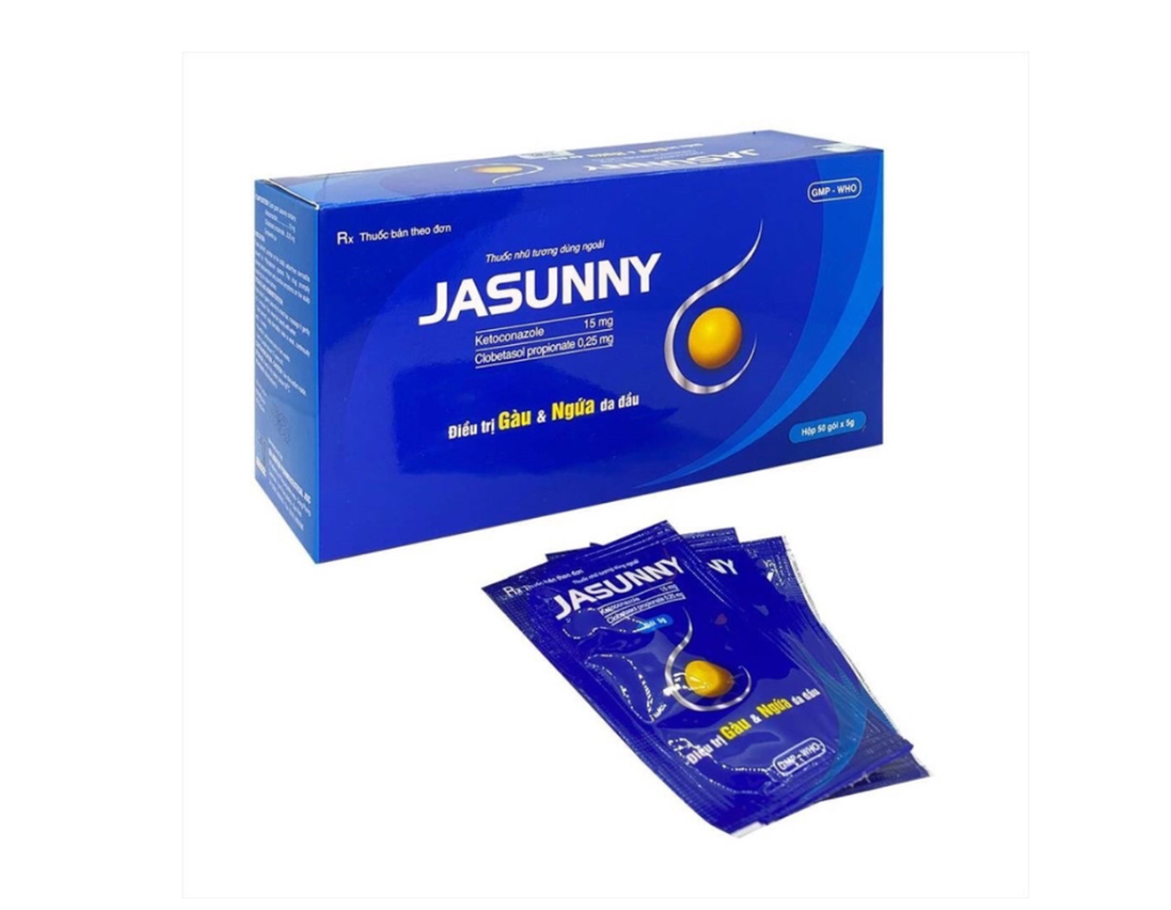 Nhũ tương dùng ngoài Jasunny điều trị gàu, viêm da tiết bã nhờn (Hộp 50 gói)