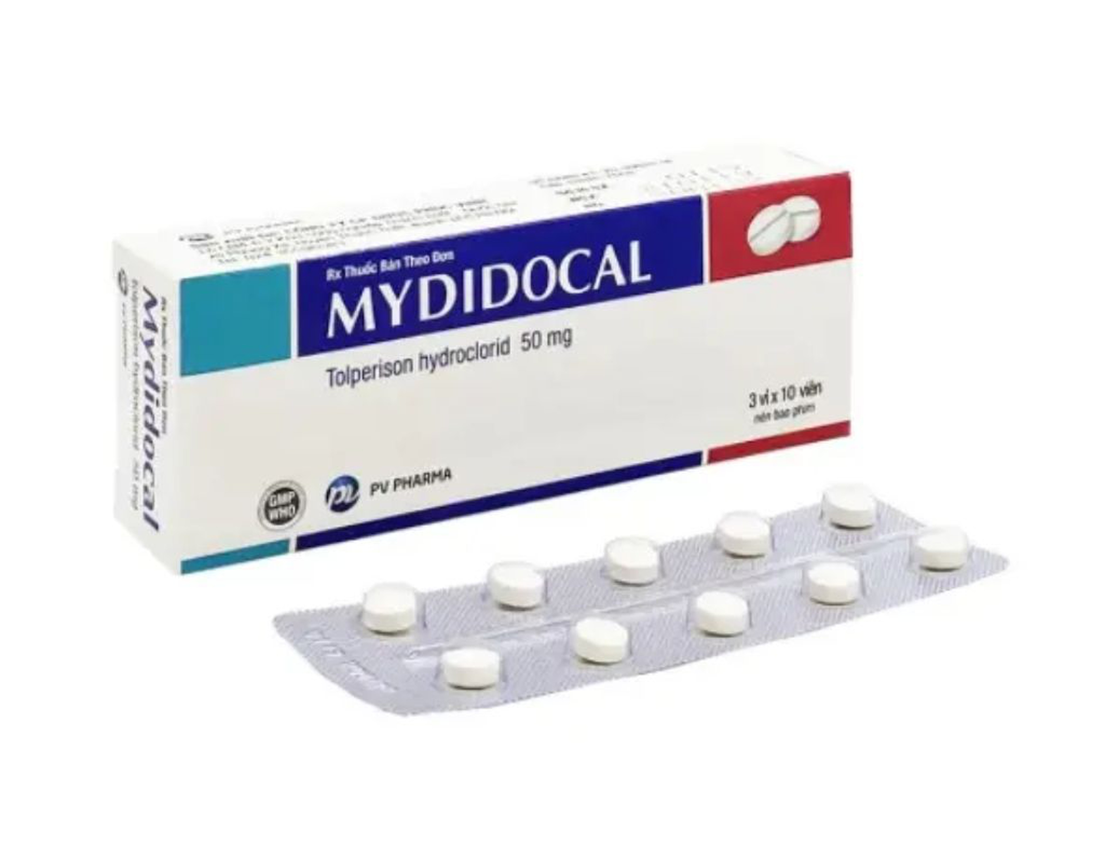 Thuốc Mydidocal 50 mg điều trị tăng trương lực cơ (hộp 3 vỉ * 10 viên)