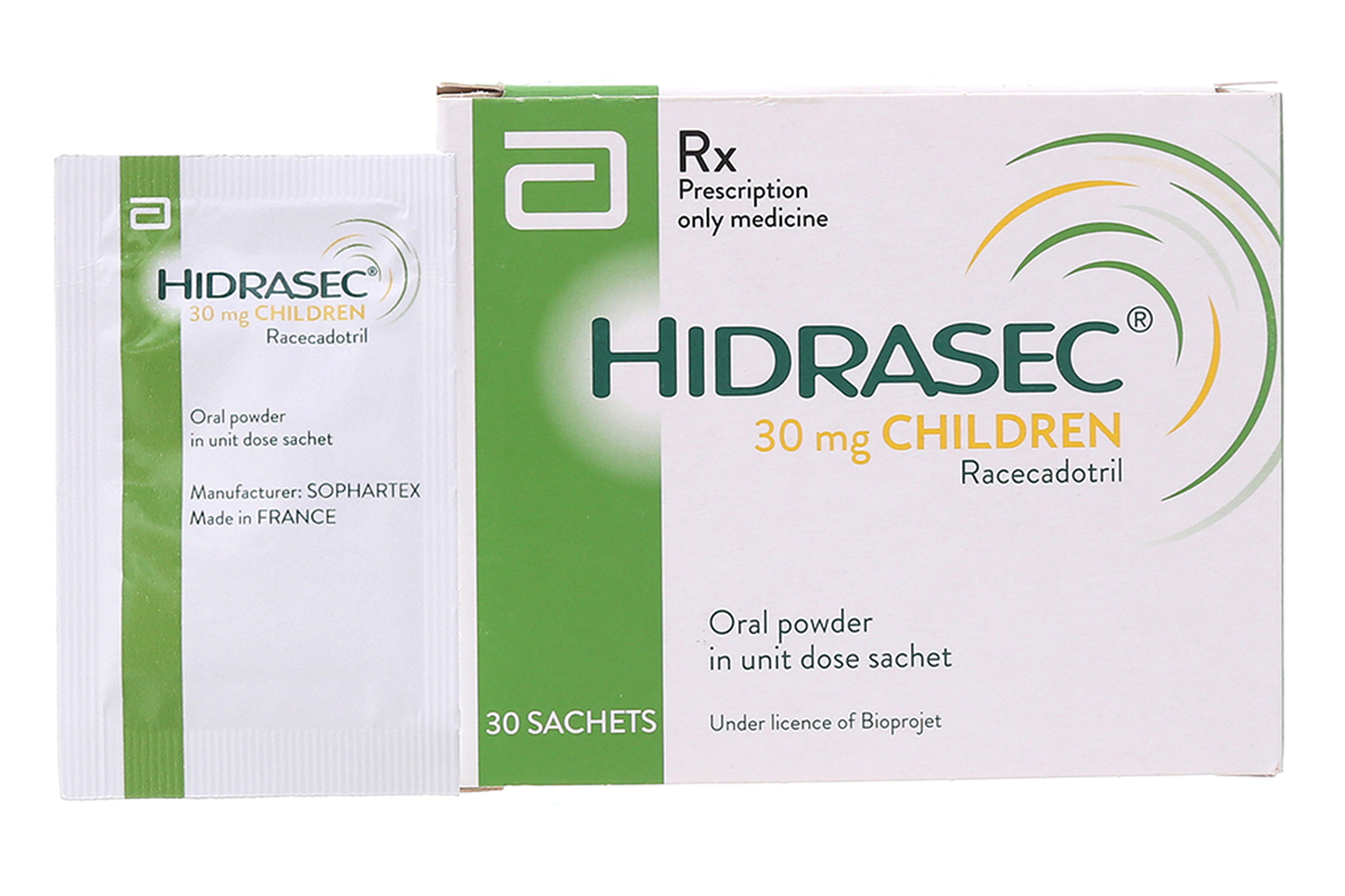 Thuốc Hidrasec 30mg Children điều trị tiêu chảy cấp ở trẻ em (Hộp 30 gói)