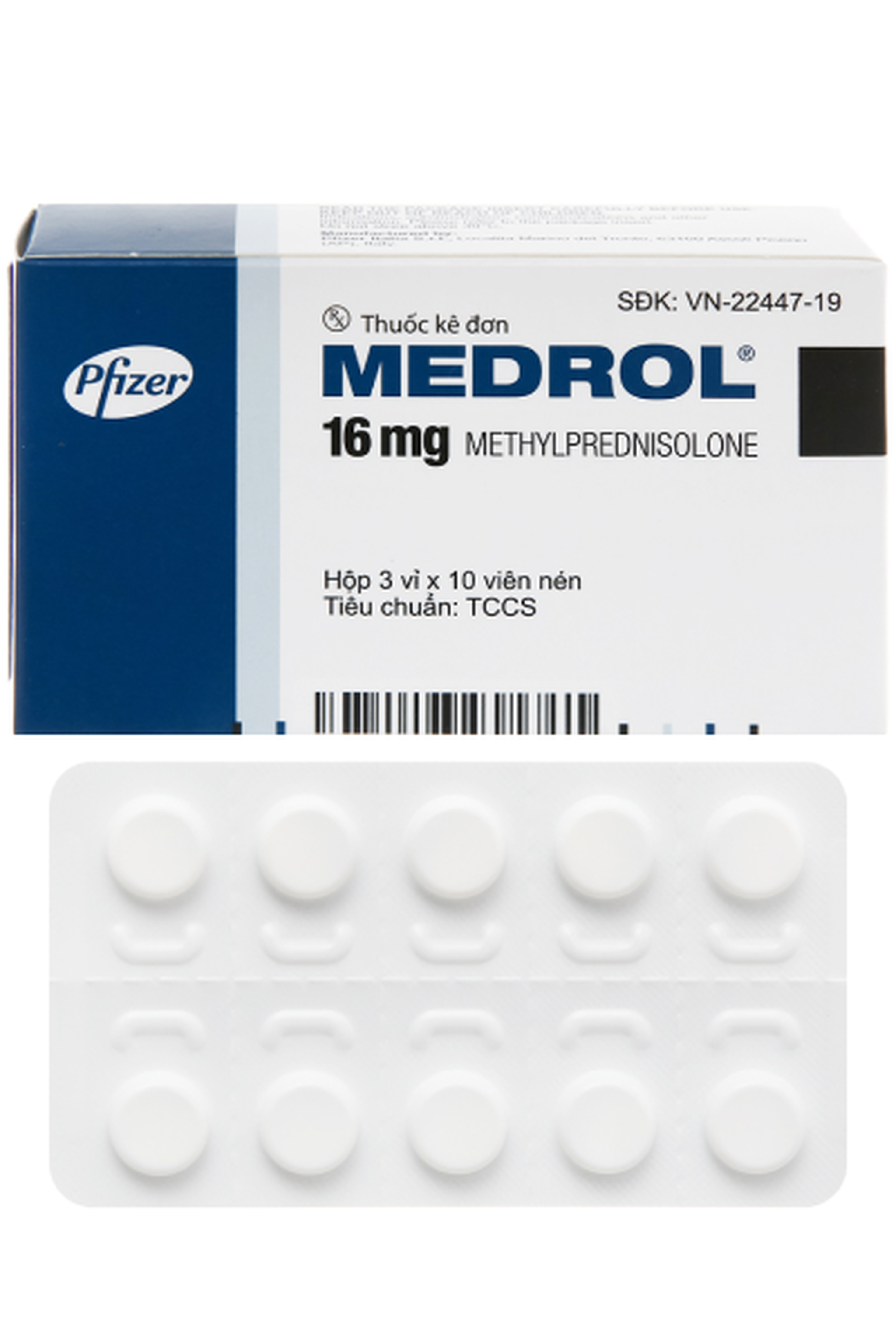 Thuốc Medrol 16mg kháng viêm, điều trị các bệnh do rối loạn nội tiết và không do rối loạn nội tiết (Hộp 3 vỉ x 10 viên)