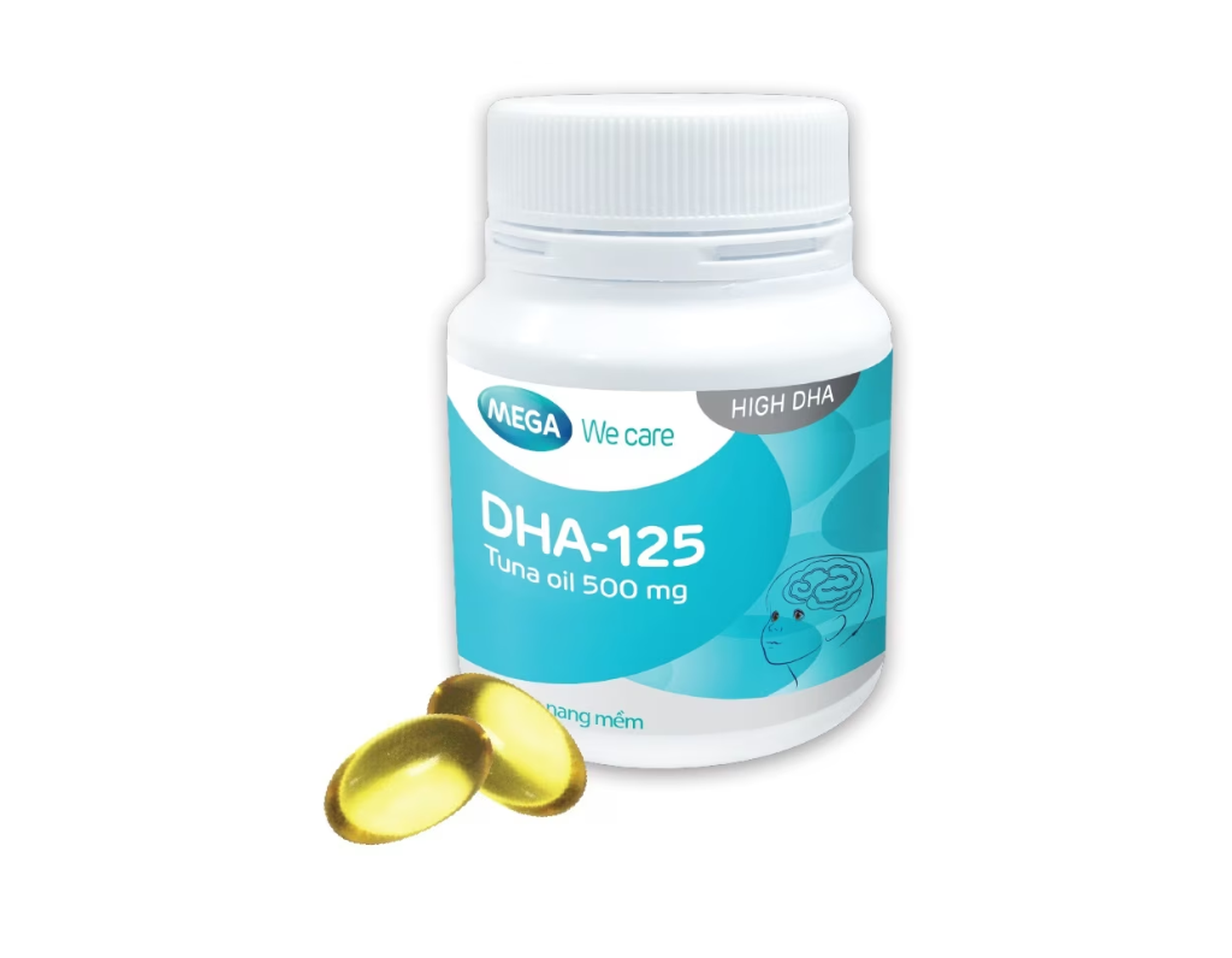 Dầu cá DHA-125 Cap Mega bổ sung DHA cho não bộ và thị lực khỏe mạnh (Hộp 30 viên) 