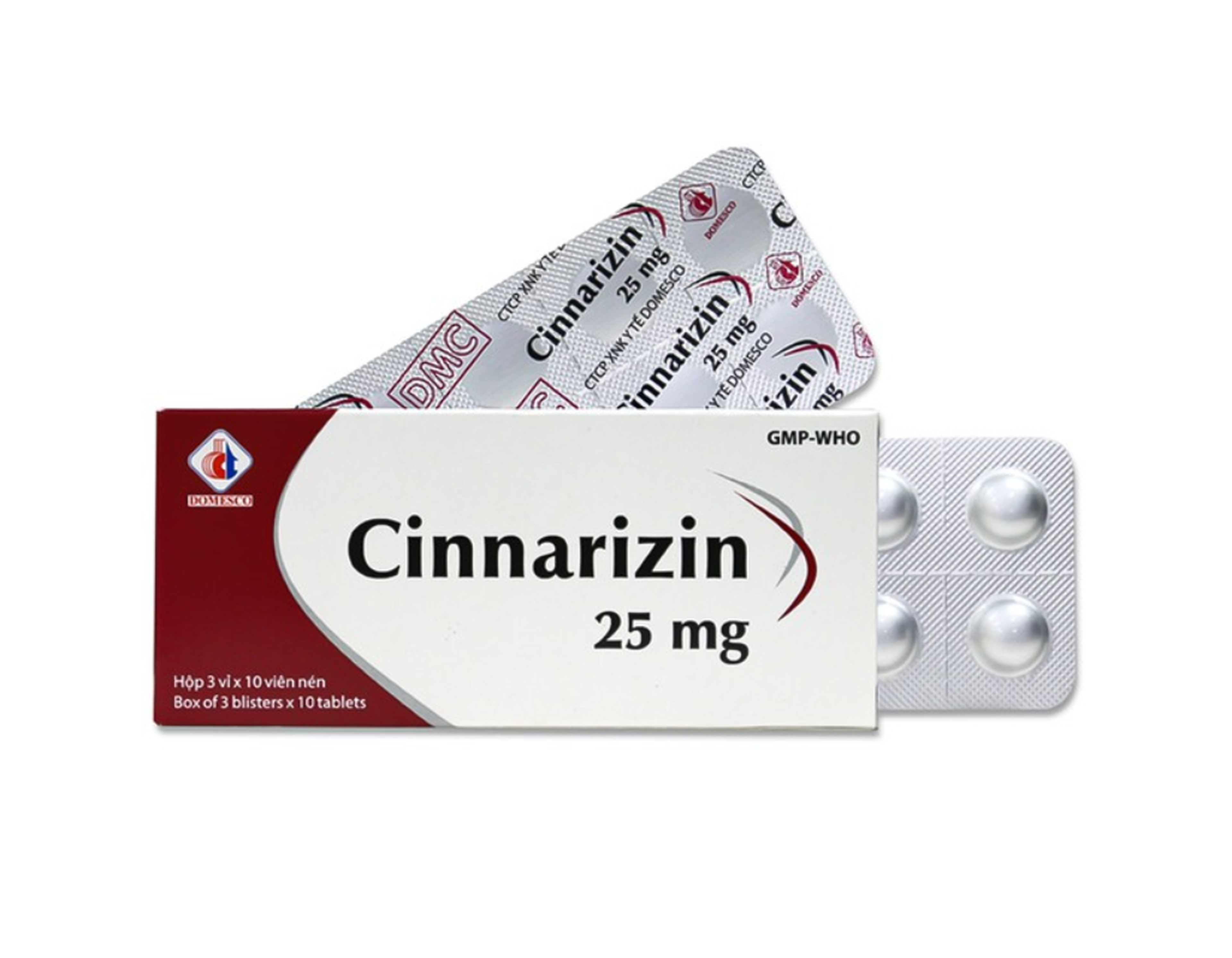 Thuốc Cinnarizin 25mg trị rối loạn tiền đình, chống say xe (hộp 3 vỉ * 10 viên)