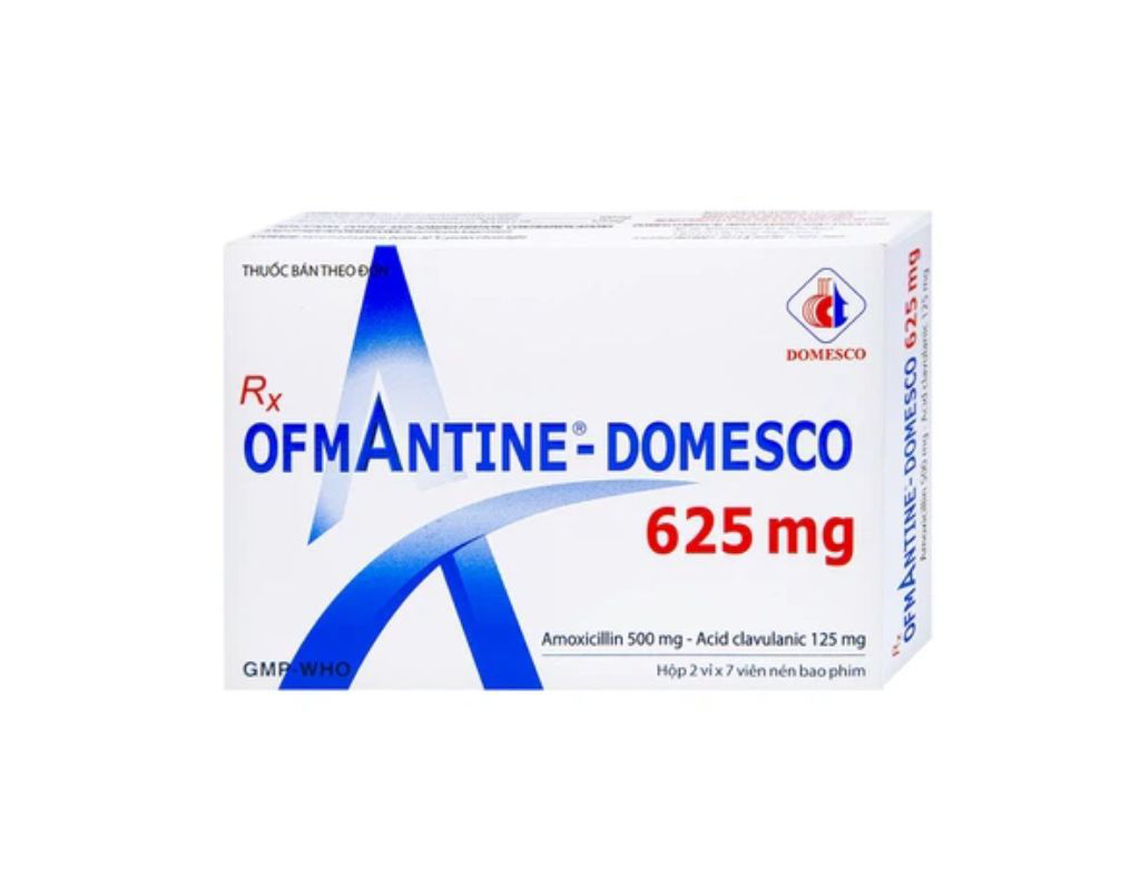 Thuốc Ofmantine-Domesco 625mg điều trị nhiễm khuẩn (hộp 2 vỉ * 7 viên)