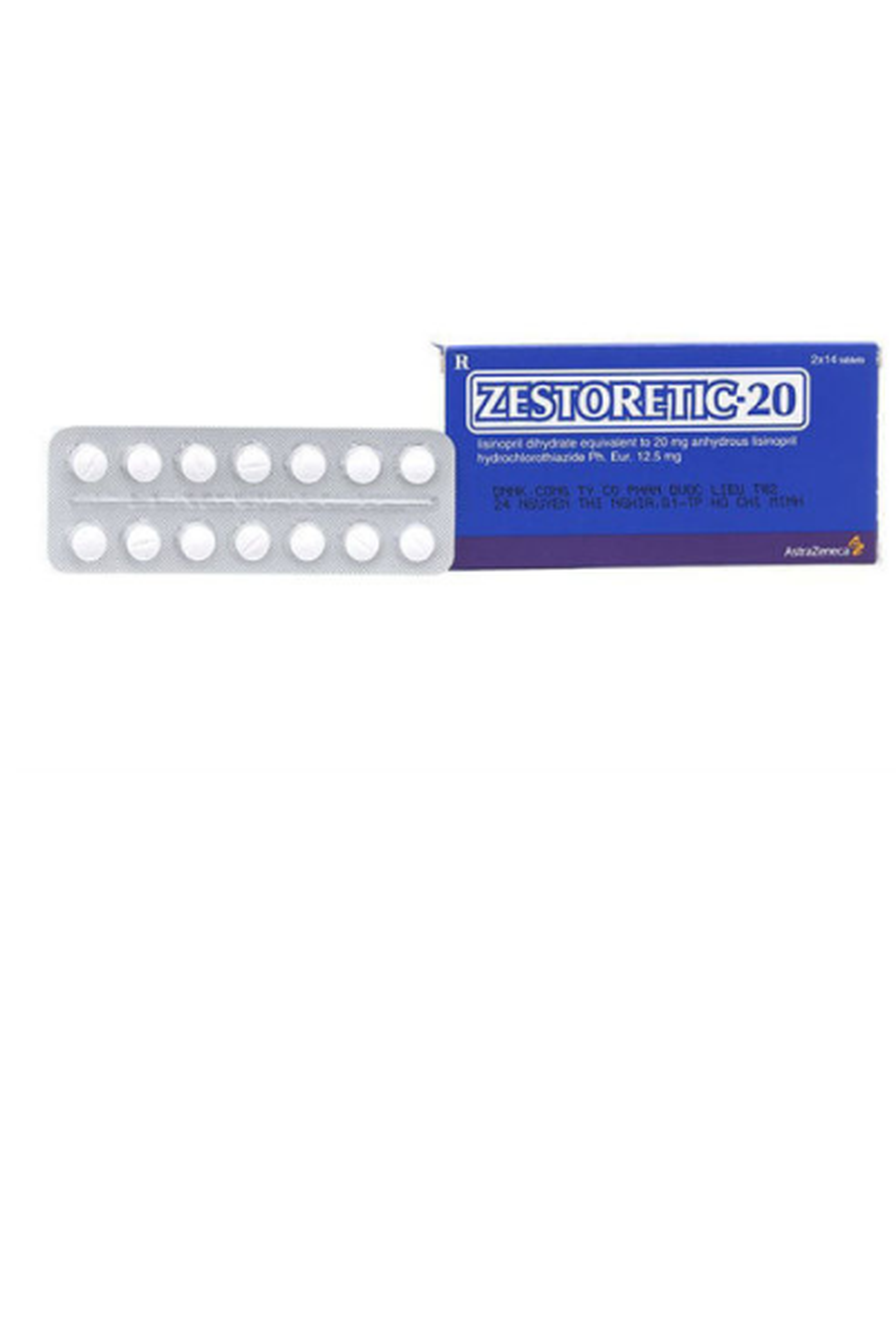 Thuốc Zestoretic-20 điều trị tăng huyết áp từ nhẹ đến trung bình (hộp 2 vỉ * 14 viên)