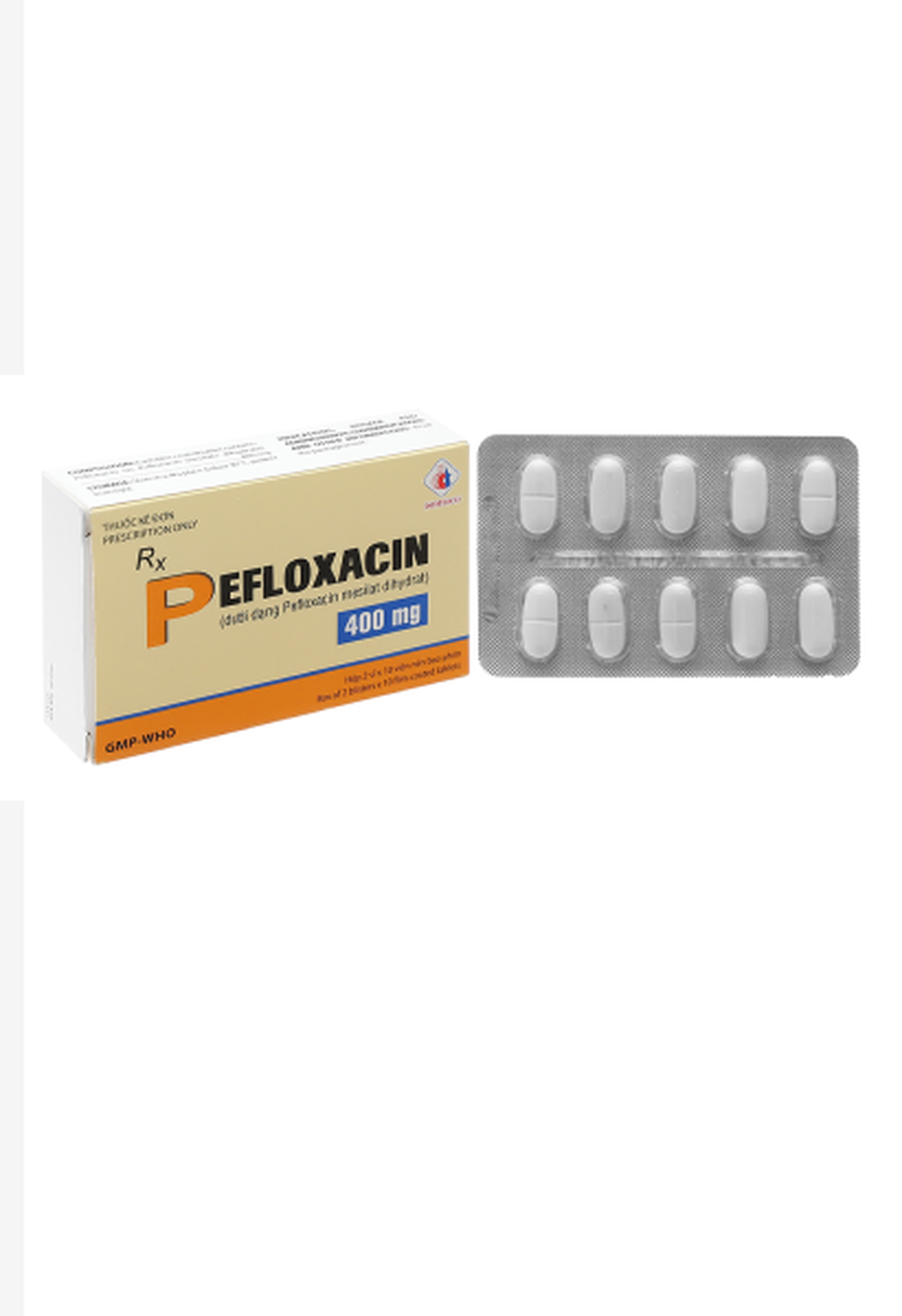 Thuốc Pefloxacin 400mg điều trị nhiễm khuẩn (hộp 2 vỉ * 10 viên)