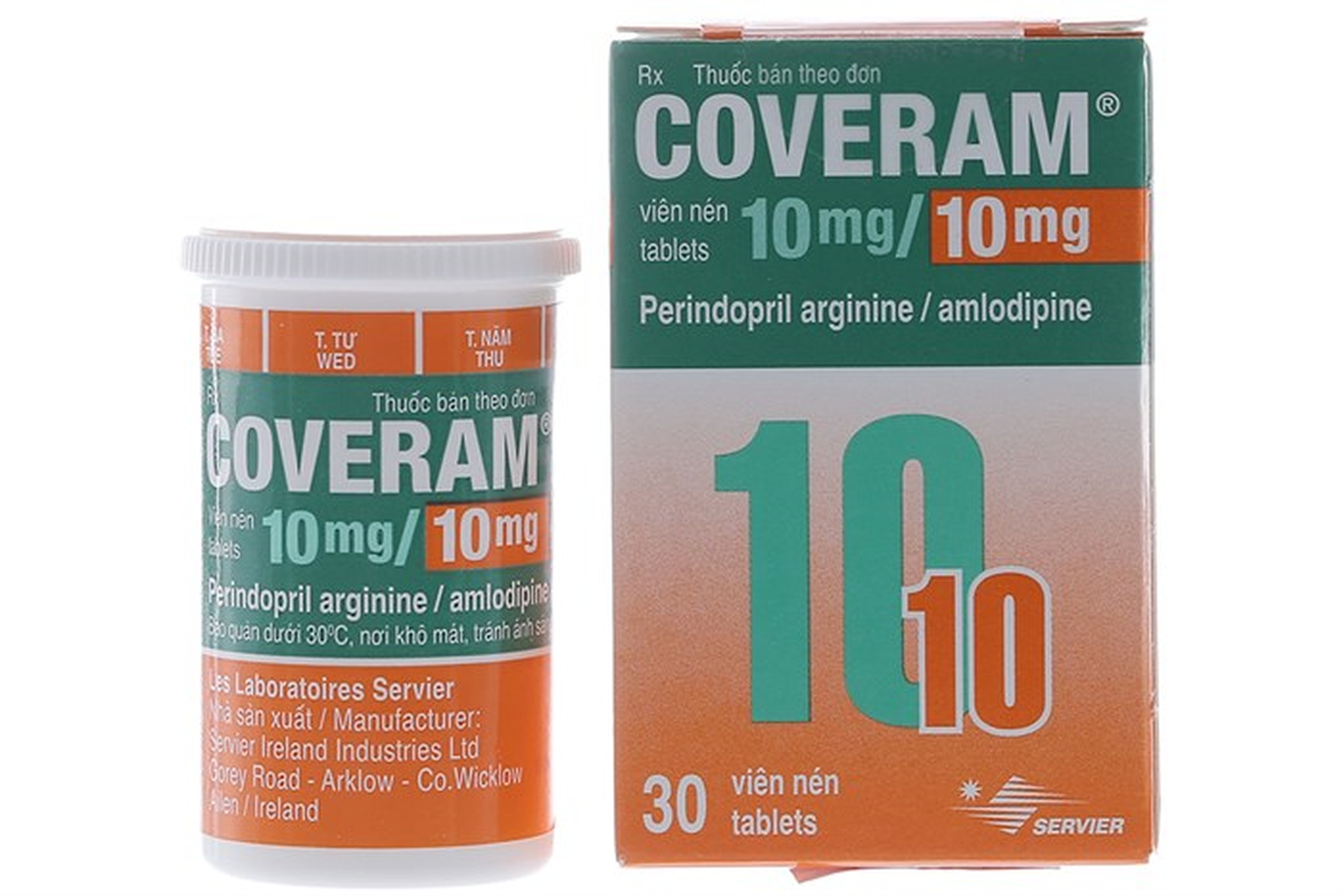 Thuốc Coveram 10mg/10mg trị tăng huyết áp, mạch vành (hộp 1 lọ * 30 viên)