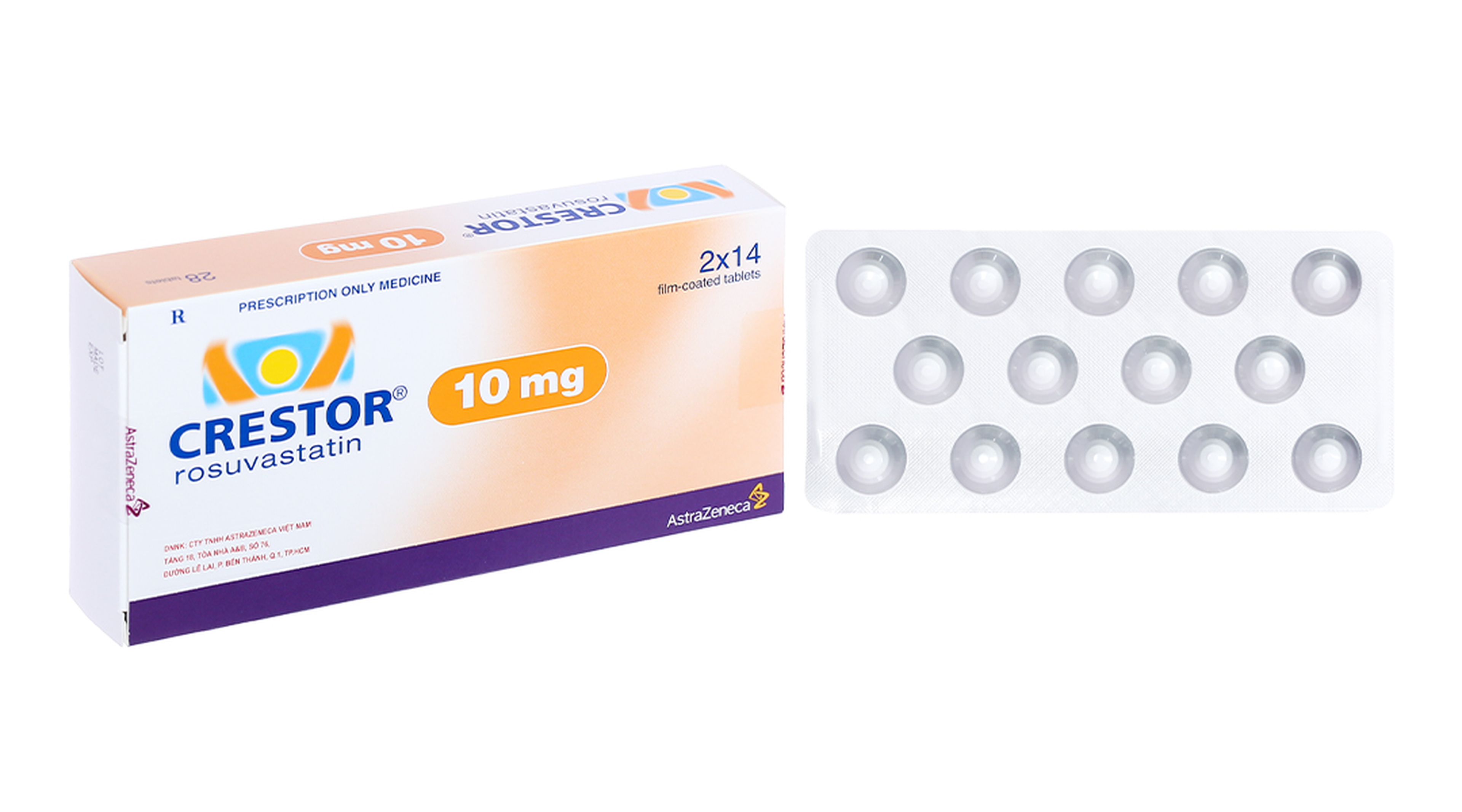 Thuốc Crestor 10mg điều trị rối loạn mỡ máu (Hộp 2 vỉ x 14 viên)