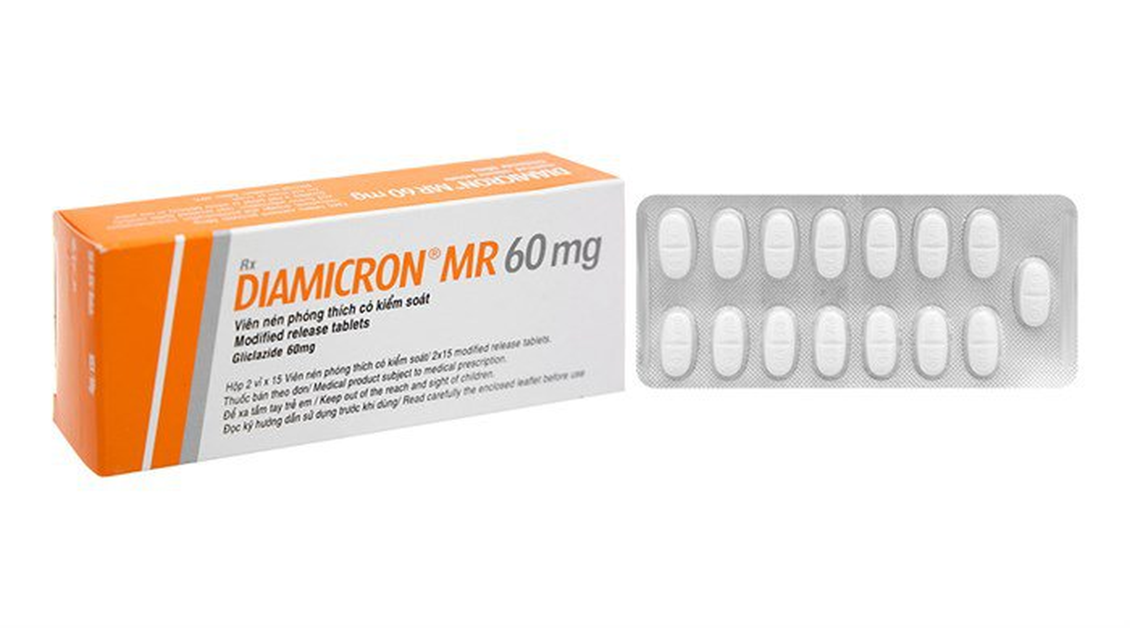 Thuốc Diamicron MR 60mg điều trị đái tháo đường tuýp 2 (hộp 2 vỉ * 15 viên)