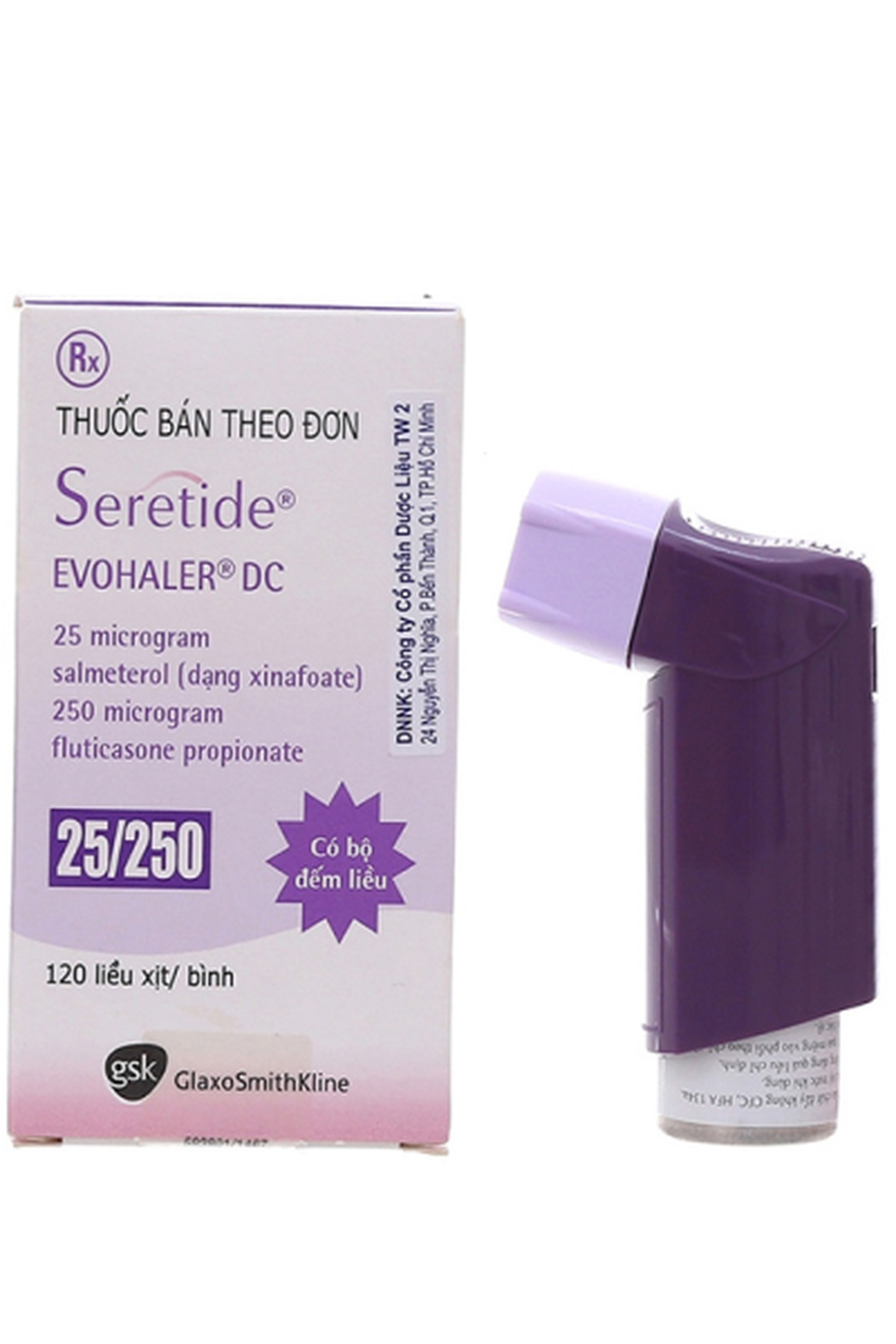 Thuốc xịt khí dung Seretide Evohaler DC 25/250mcg điều trị hen suyễn (bình 120 liều xịt)