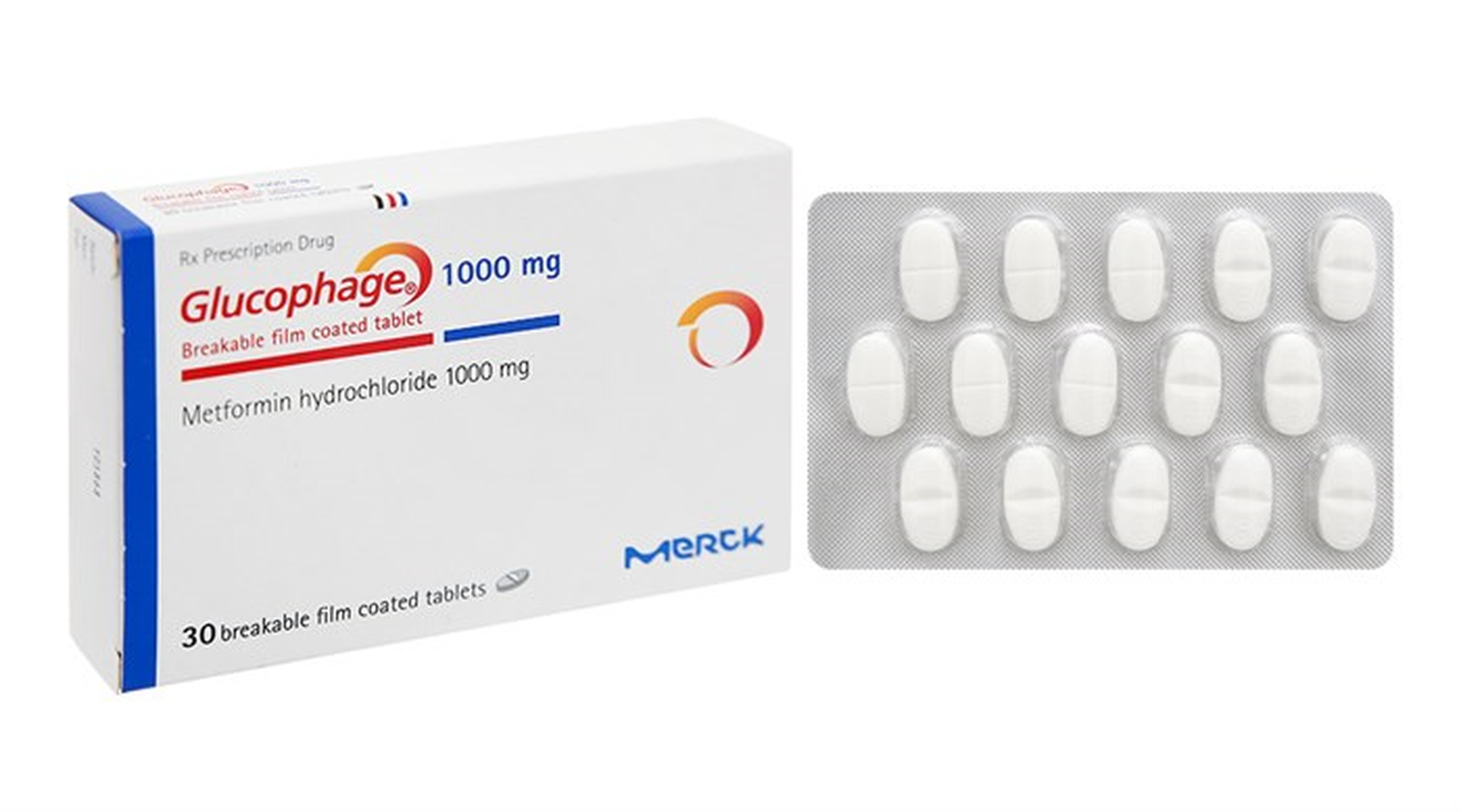 Thuốc Glucophage 1000mg điều trị đái tháo đường (hộp 2 vỉ * 15 viên)
