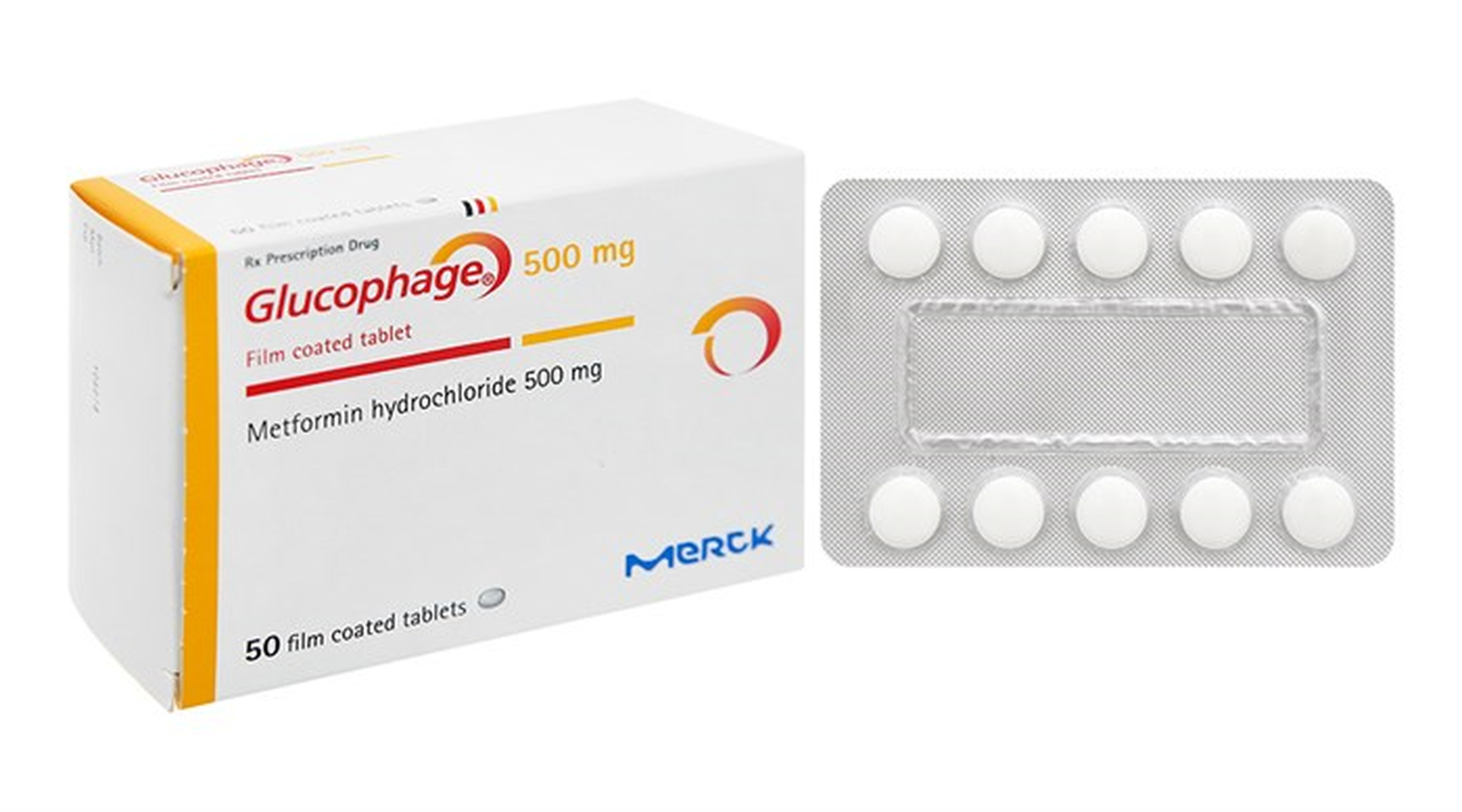 Thuốc Glucophage 500mg điều trị đái tháo đường (Hộp 5 vỉ x 10 viên)