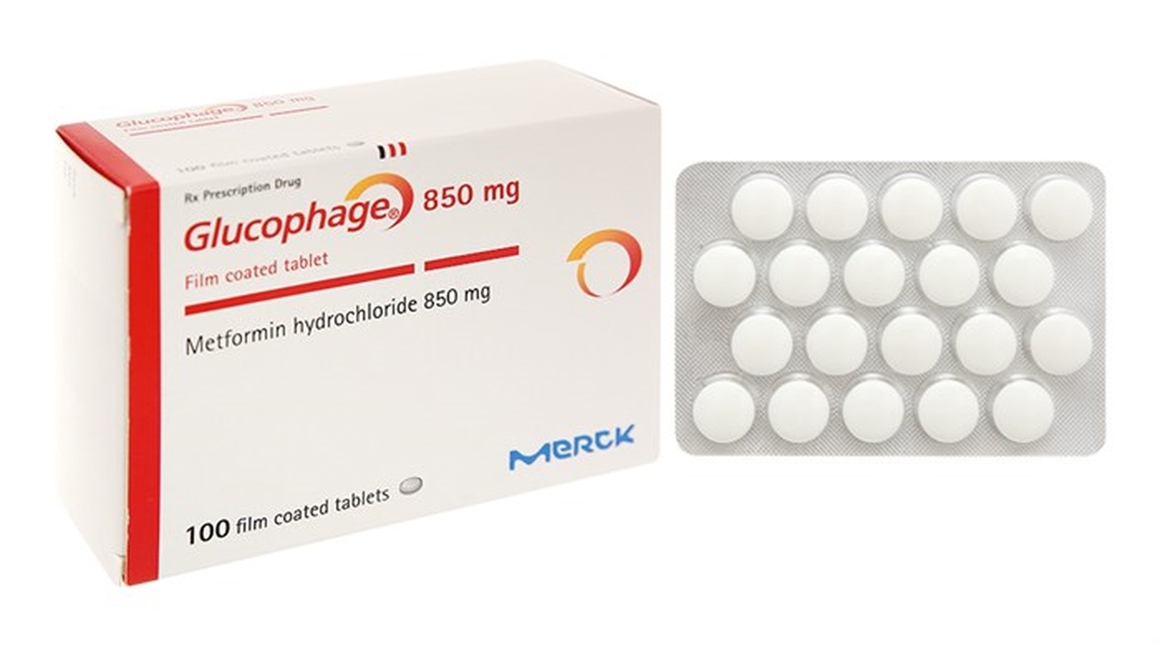 Thuốc Glucophage 850mg điều trị đái tháo đường (hộp 5 vỉ * 20 viên)