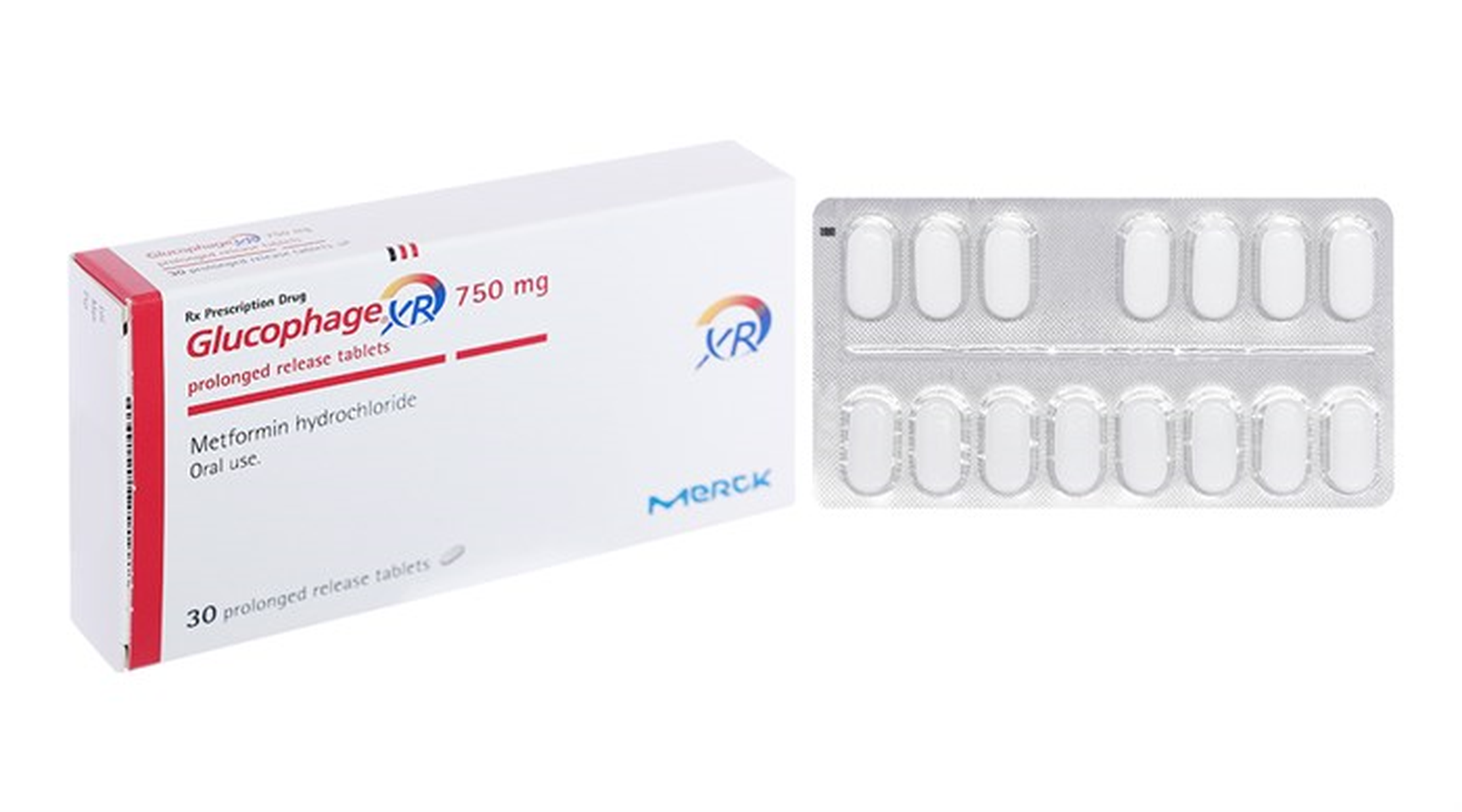Thuốc Glucophage XR 750mg điều trị đái tháo đường tuýp 2 (hộp 2 vỉ * 15 viên)