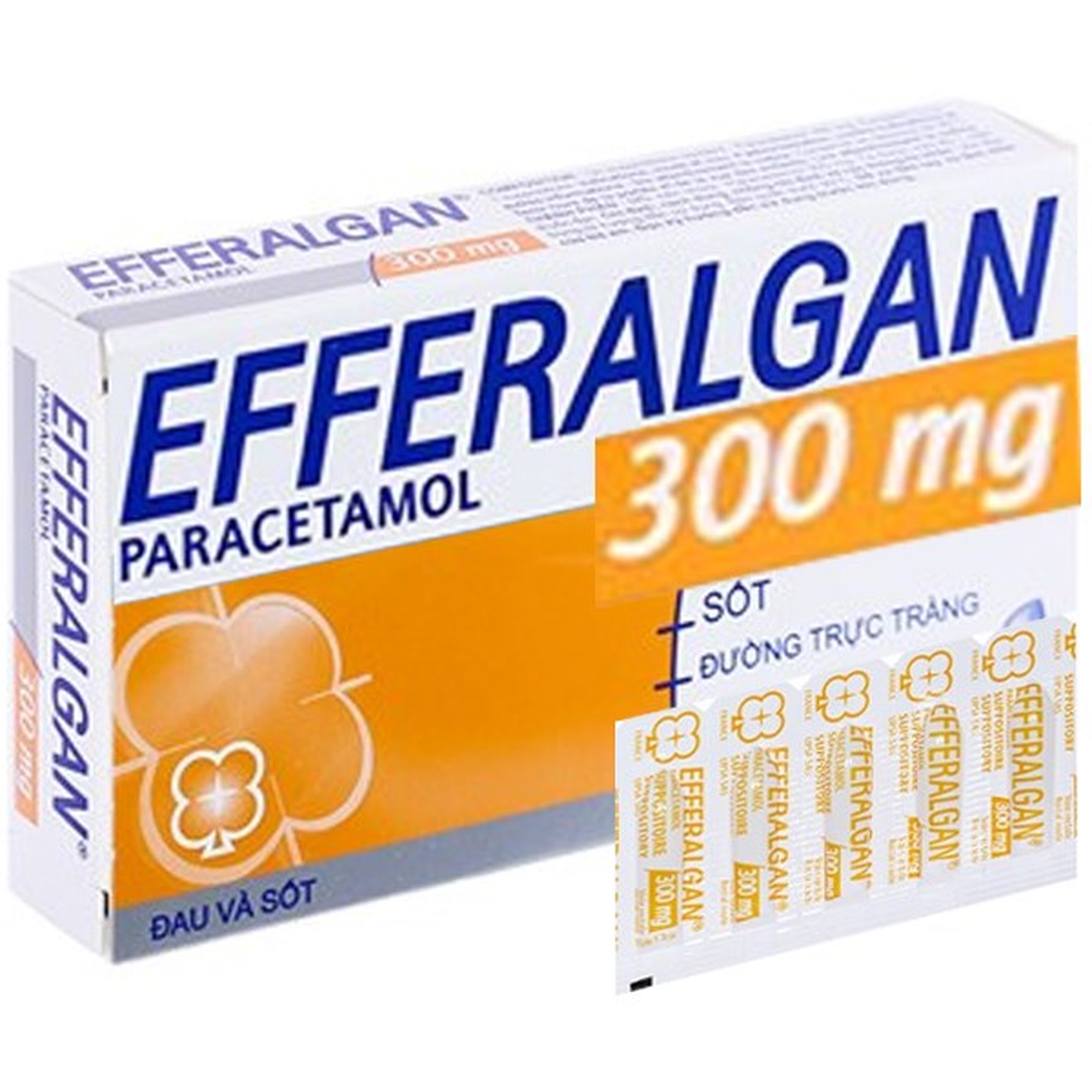 Thuốc đặt hậu môn Efferalgan 300mg giúp hạ nhiệt, giảm đau (2 vỉ x 5 viên)