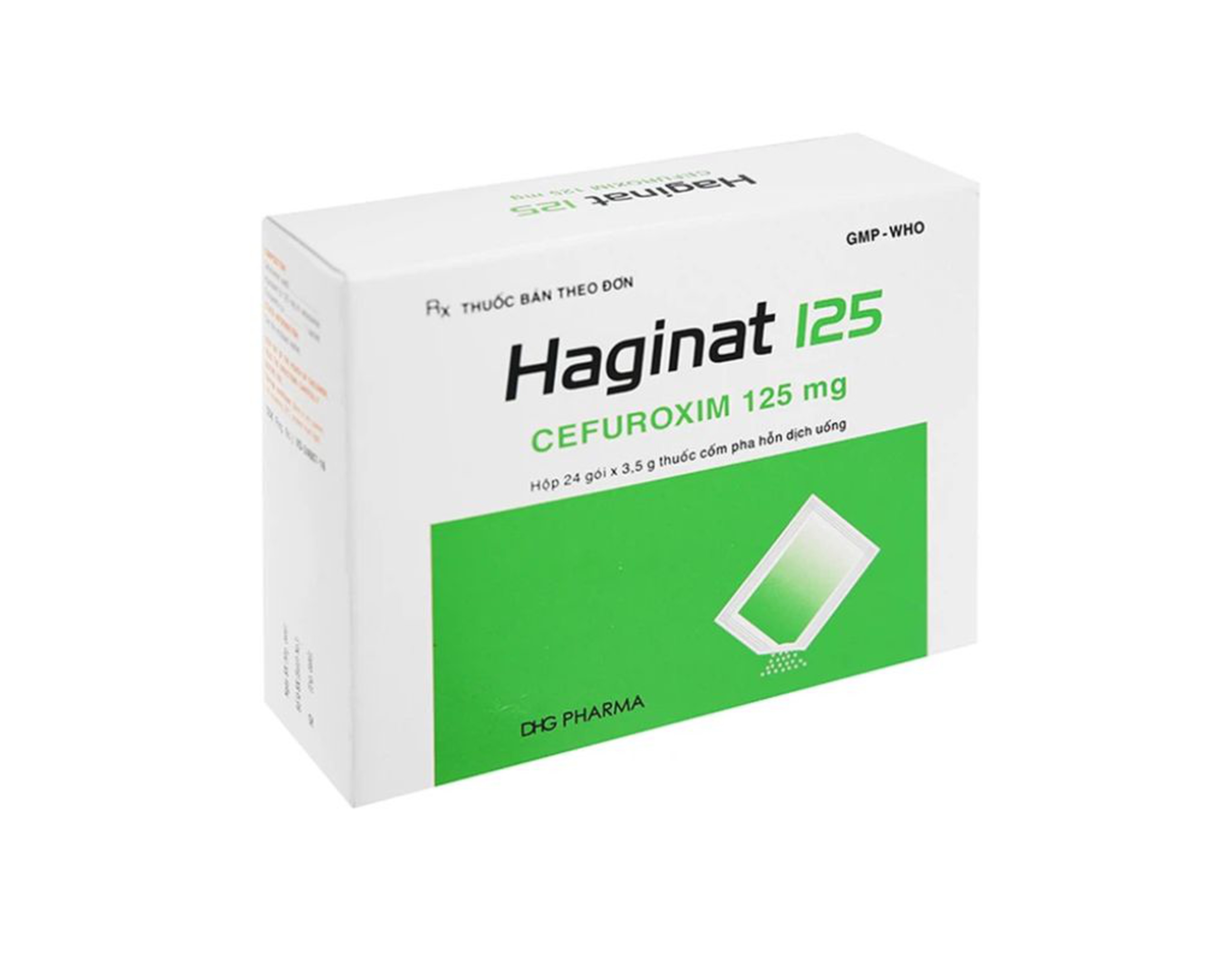 Thuốc Haginat 125mg điều trị nhiễm khuẩn trên các chủng vi khuẩn nhạy cảm (Hộp 24 gói)