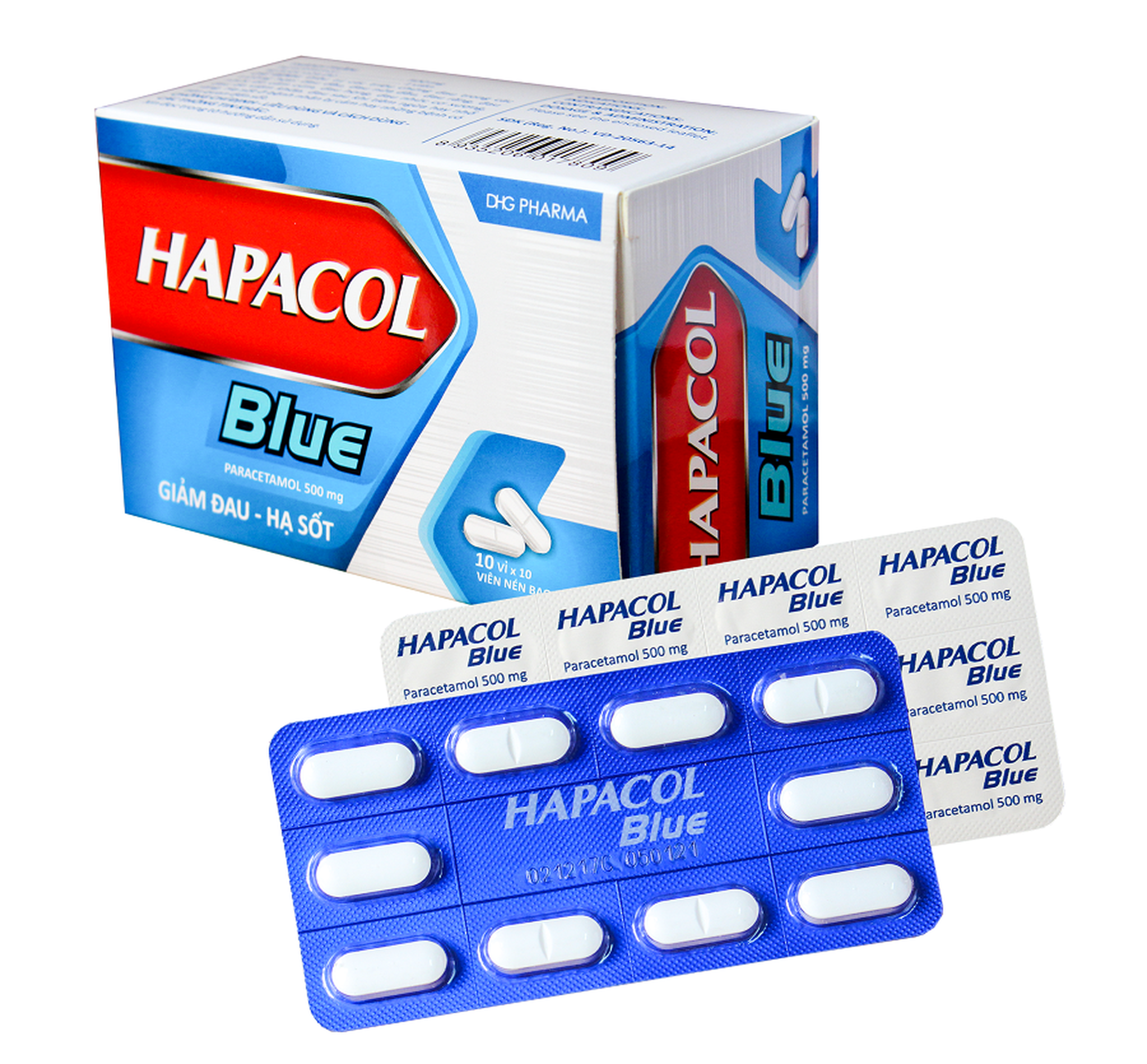 Thuốc Hapacol Blue 500mg giúp hạ sốt, giảm đau (10 vỉ x 10 viên)