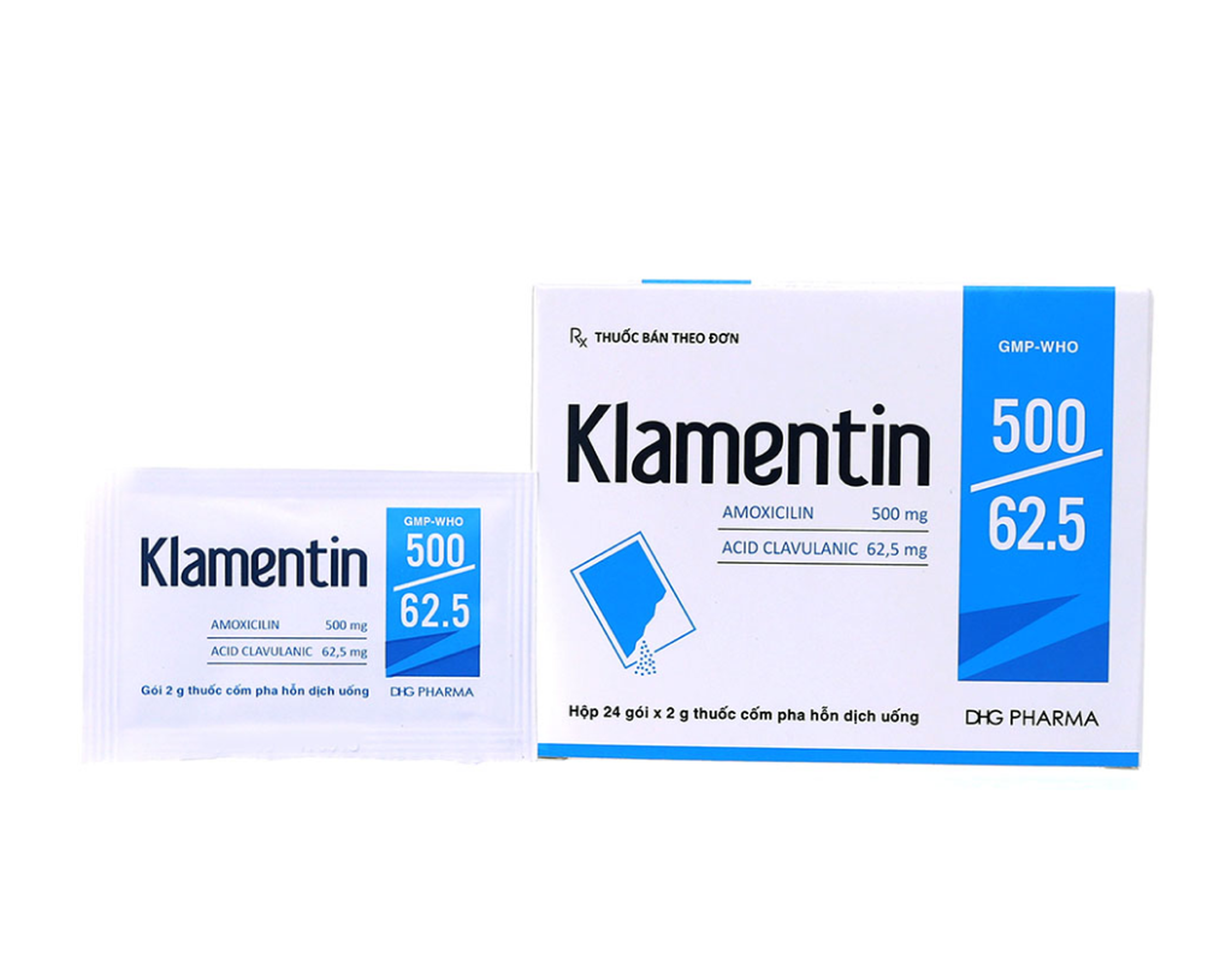 Thuốc kháng sinh Klamentin 500/62.5 điều trị nhiễm khuẩn (Hộp 24 gói)