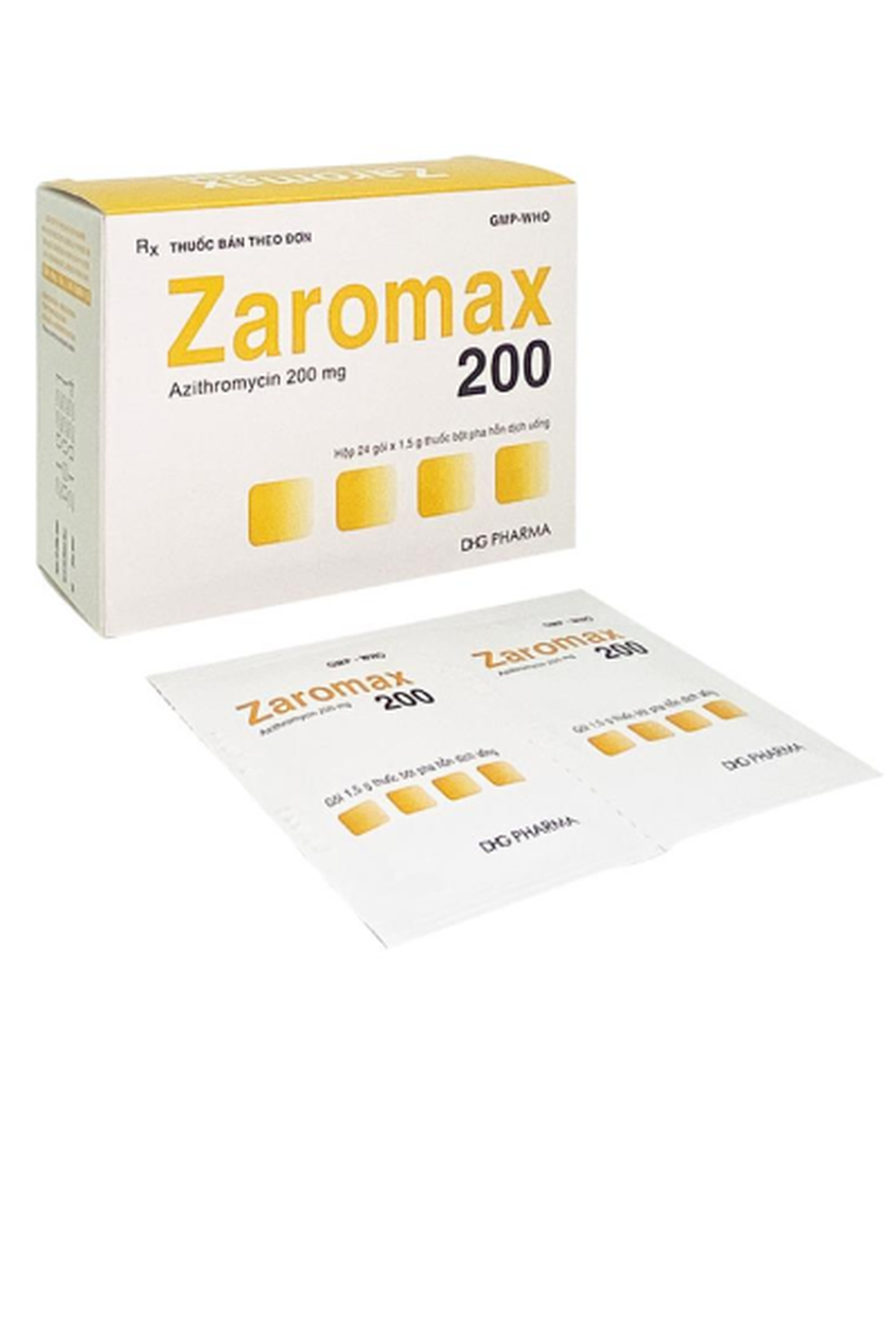 Thuốc bột Zaromax 200 điều trị nhiễm khuẩn trên các chủng vi khuẩn nhạy cảm (Hộp 24 gói)