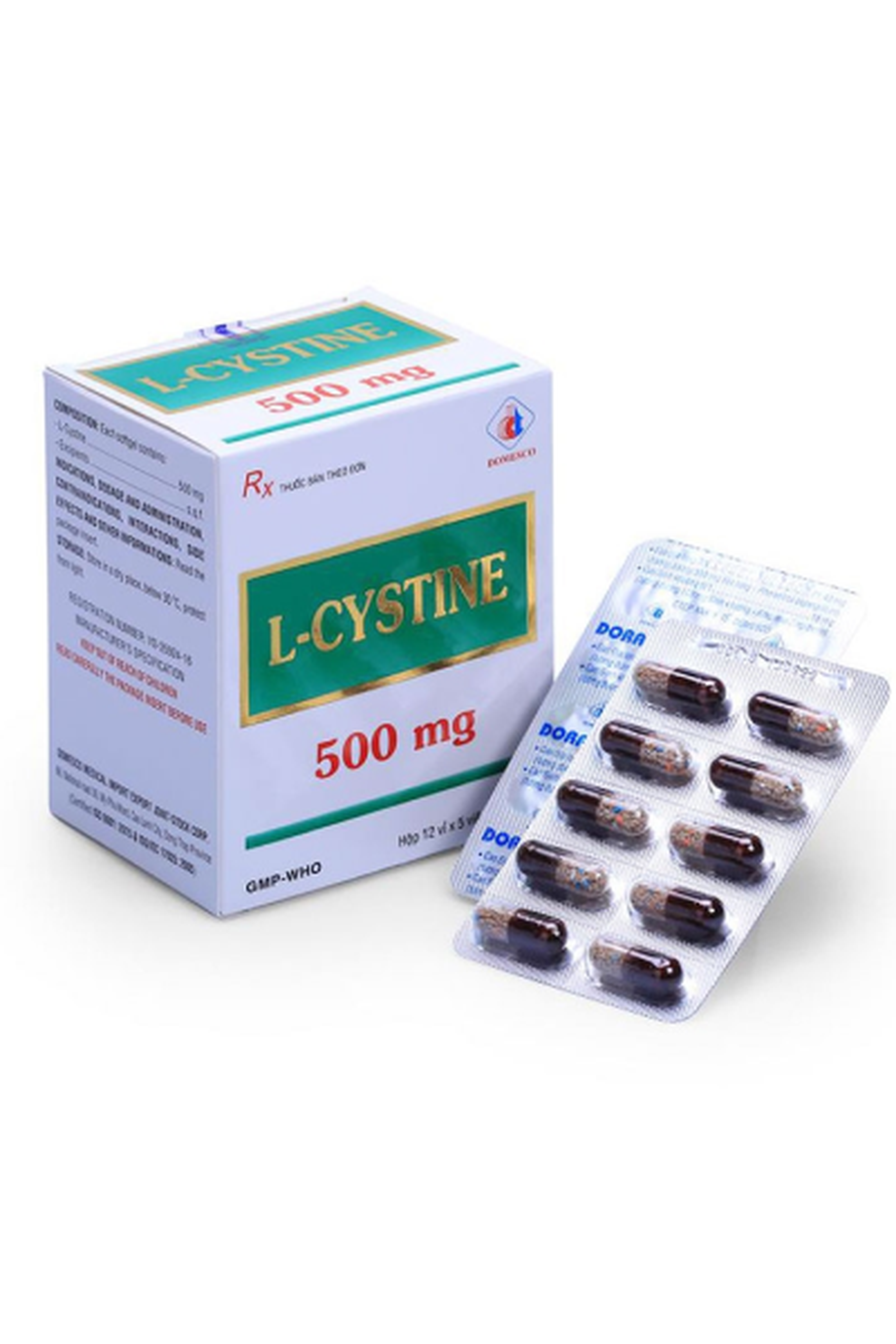 Thuốc L-Cystine Cap 500mg DMC hỗ trợ điều trị loạn dưỡng tóc và móng (5 vỉ x 12 viên)