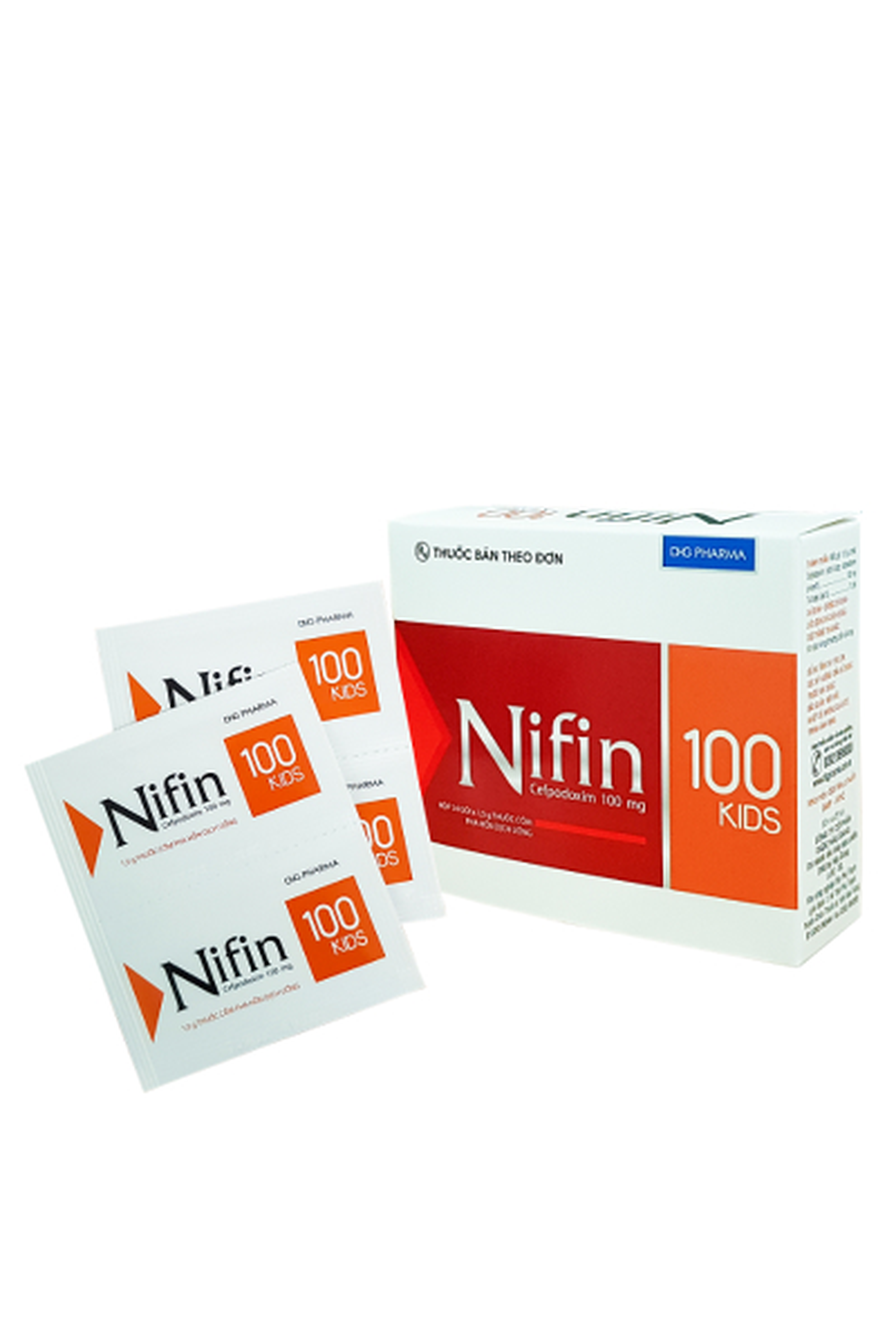 Thuốc Nifin 100 Kids điều trị nhiễm khuẩn trên các chủng vi khuẩn nhạy cảm (Hộp 24 gói)
