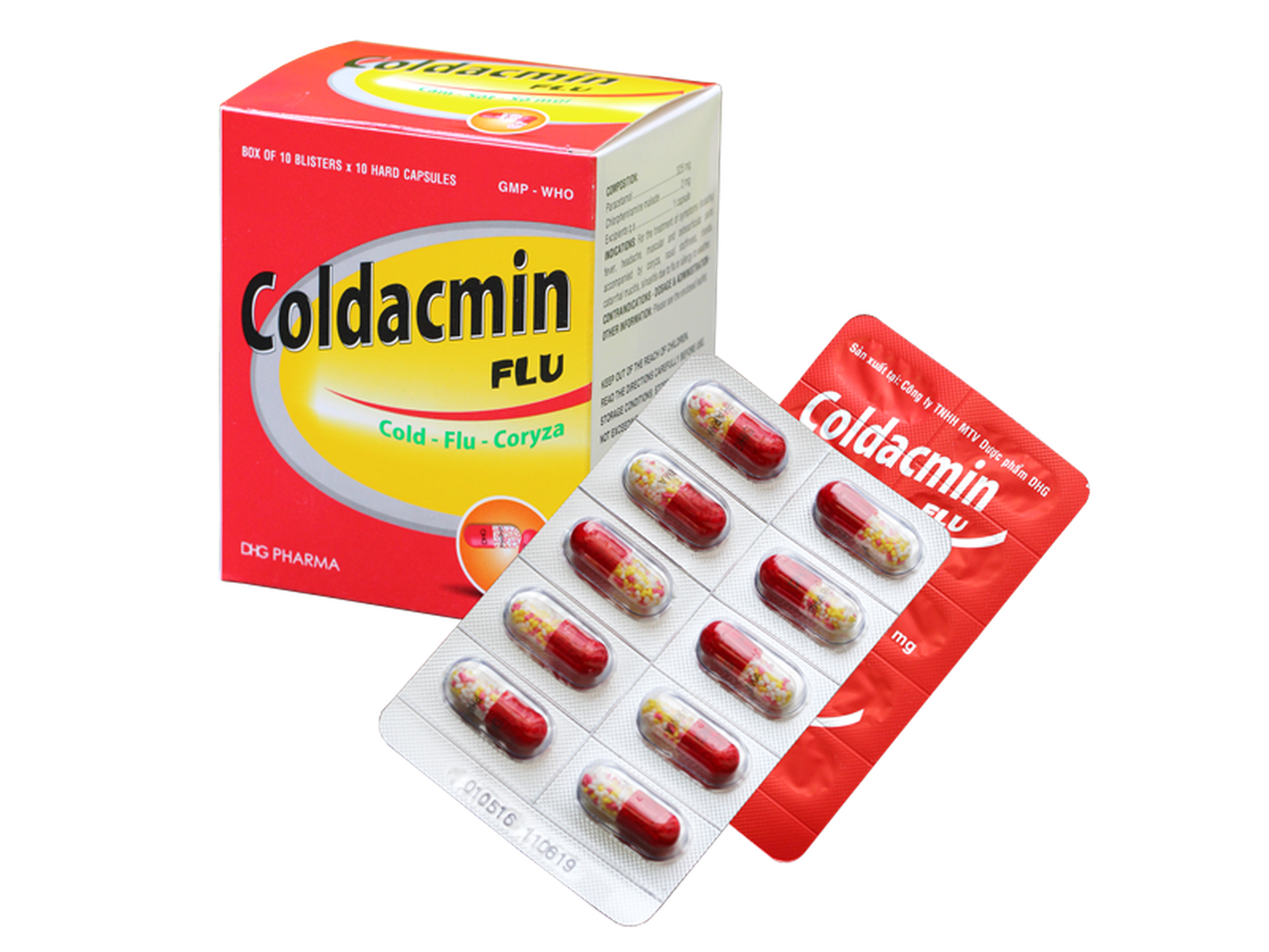 Thuốc Coldacmin Flu giúp giảm các triệu chứng cảm cúm (Hộp 10 vỉ x 10 viên)