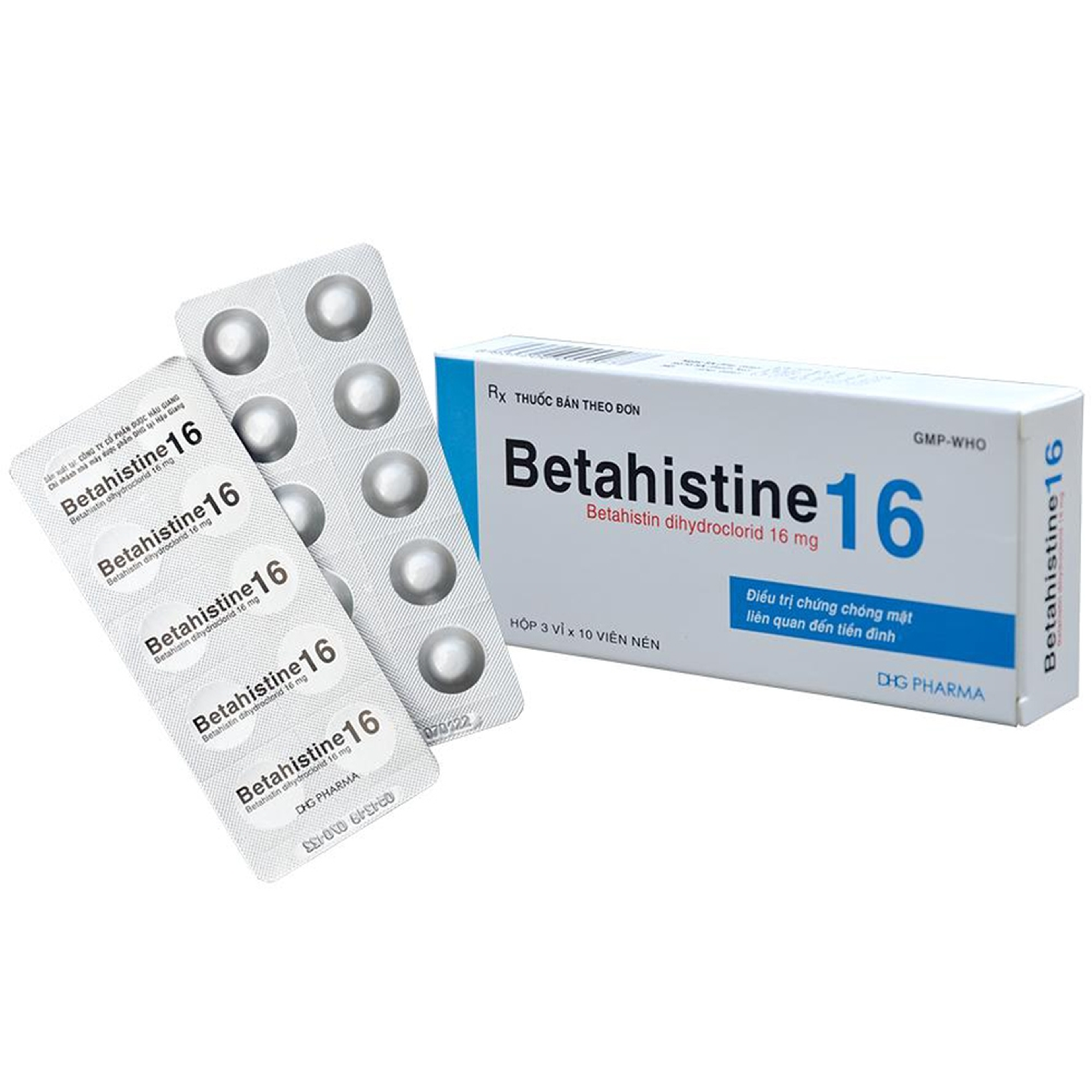 Viên uống Betahistine 16mg giúp điều trị triệu chứng chóng mặt do tiền đình (Hộp 3 vỉ x 10 viên)