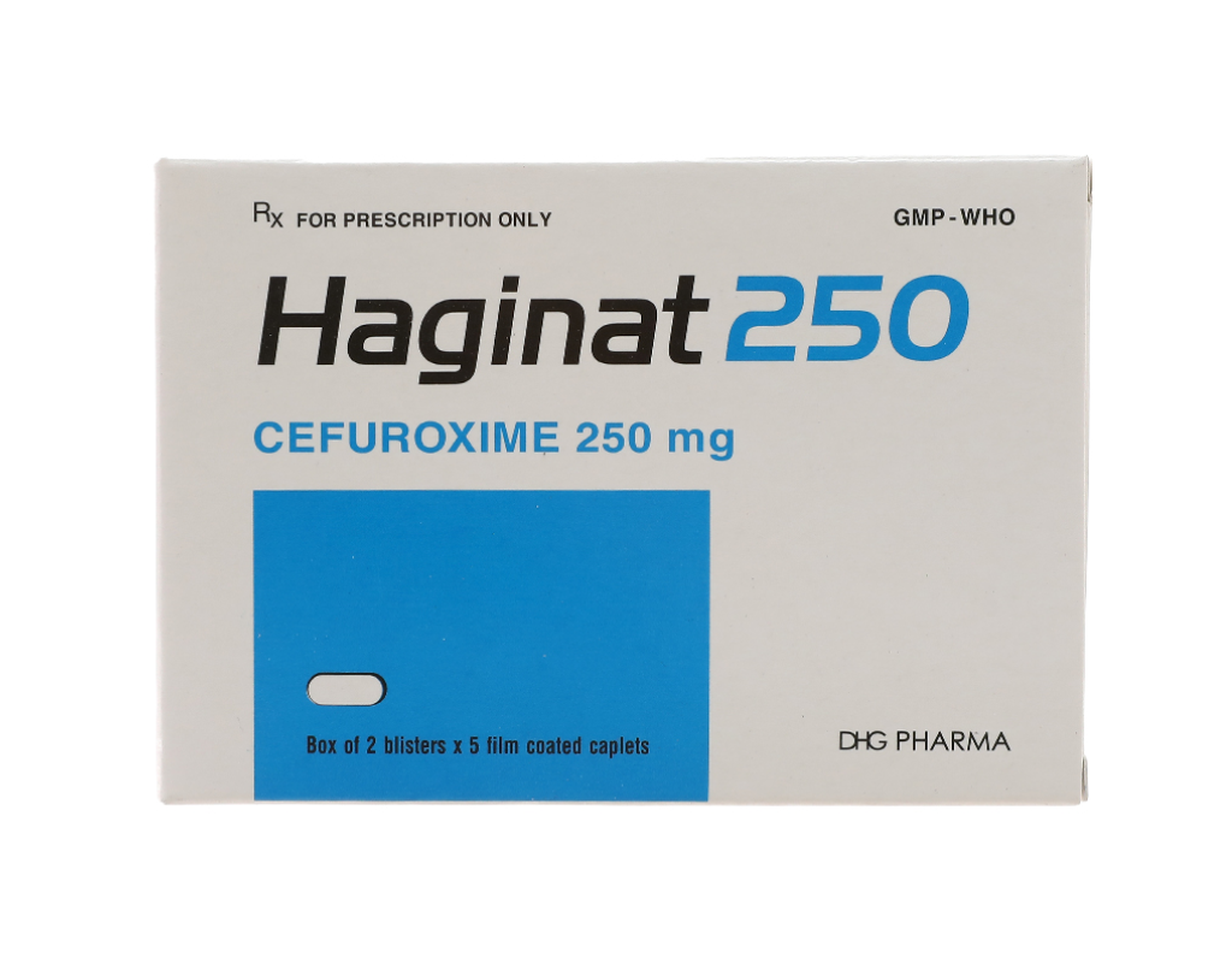 Thuốc Haginat 250mg điều trị nhiễm khuẩn trên các chủng vi khuẩn nhạy cảm (2 vỉ x 5 viên)