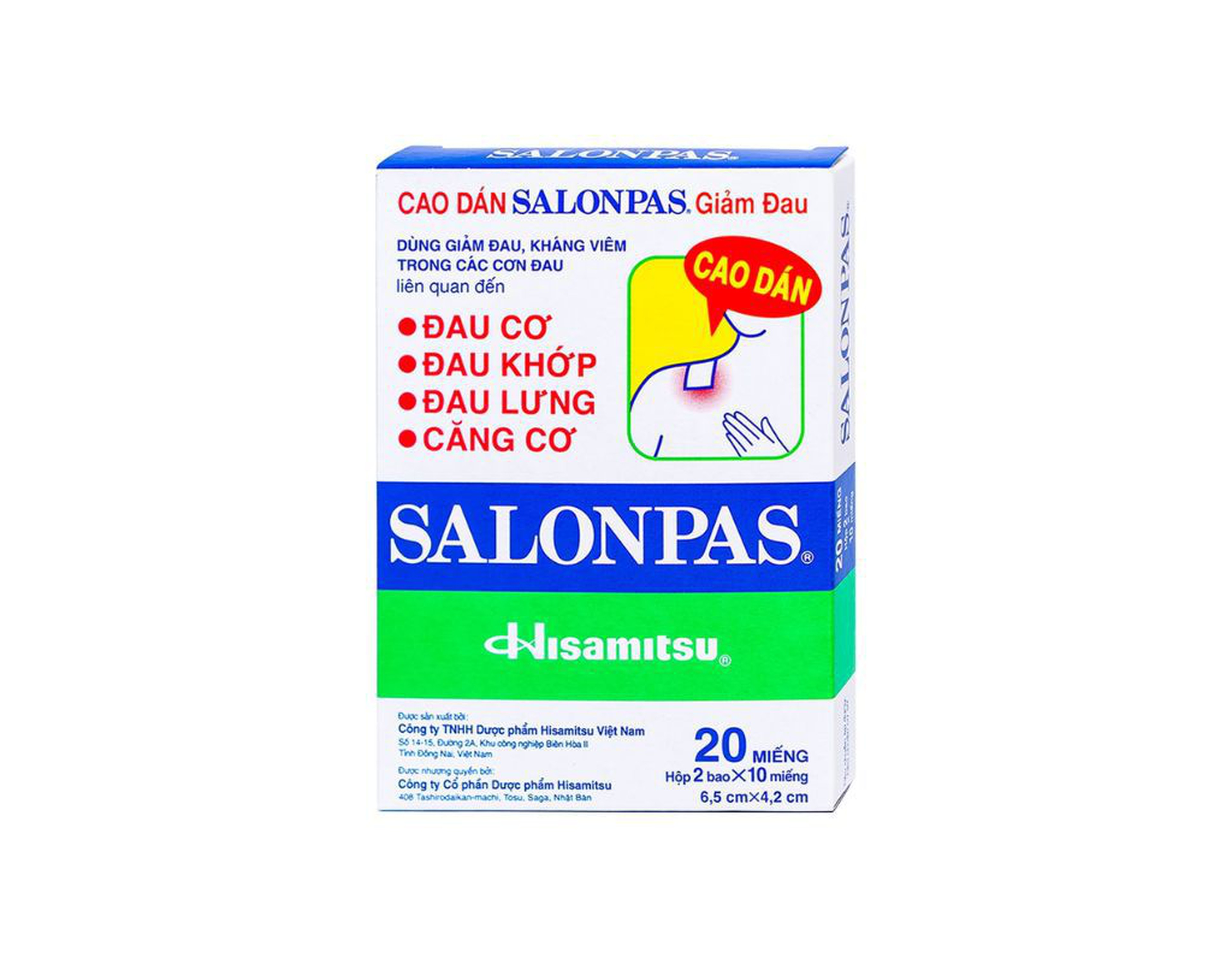 Cao dán Salonpas giảm đau, kháng viêm cơ xương