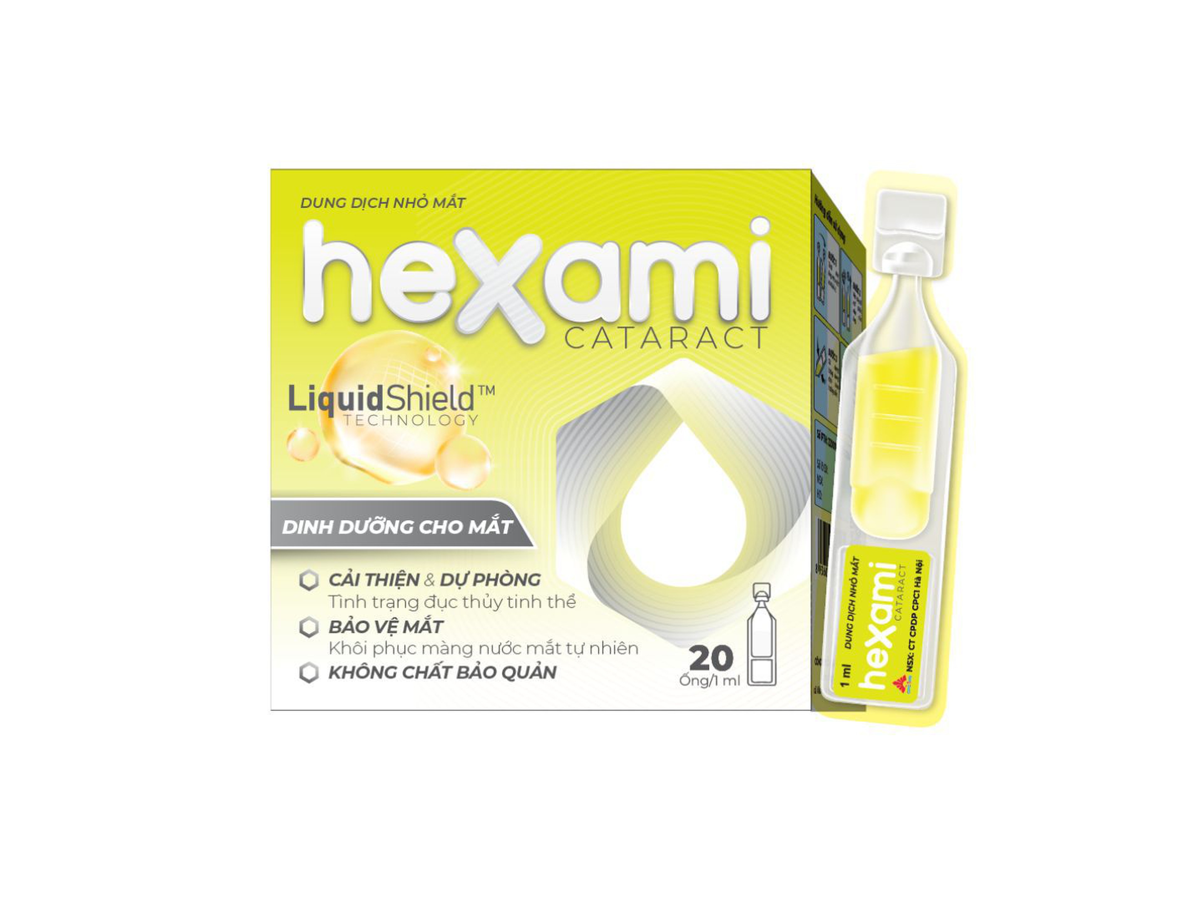Dung dịch nhỏ mắt Hexami Cataract Eye drops hỗ trợ điều trị làm giảm và làm chậm đục thủy tinh thể do tuổi tác (Hộp 2 ống * 10 ml)