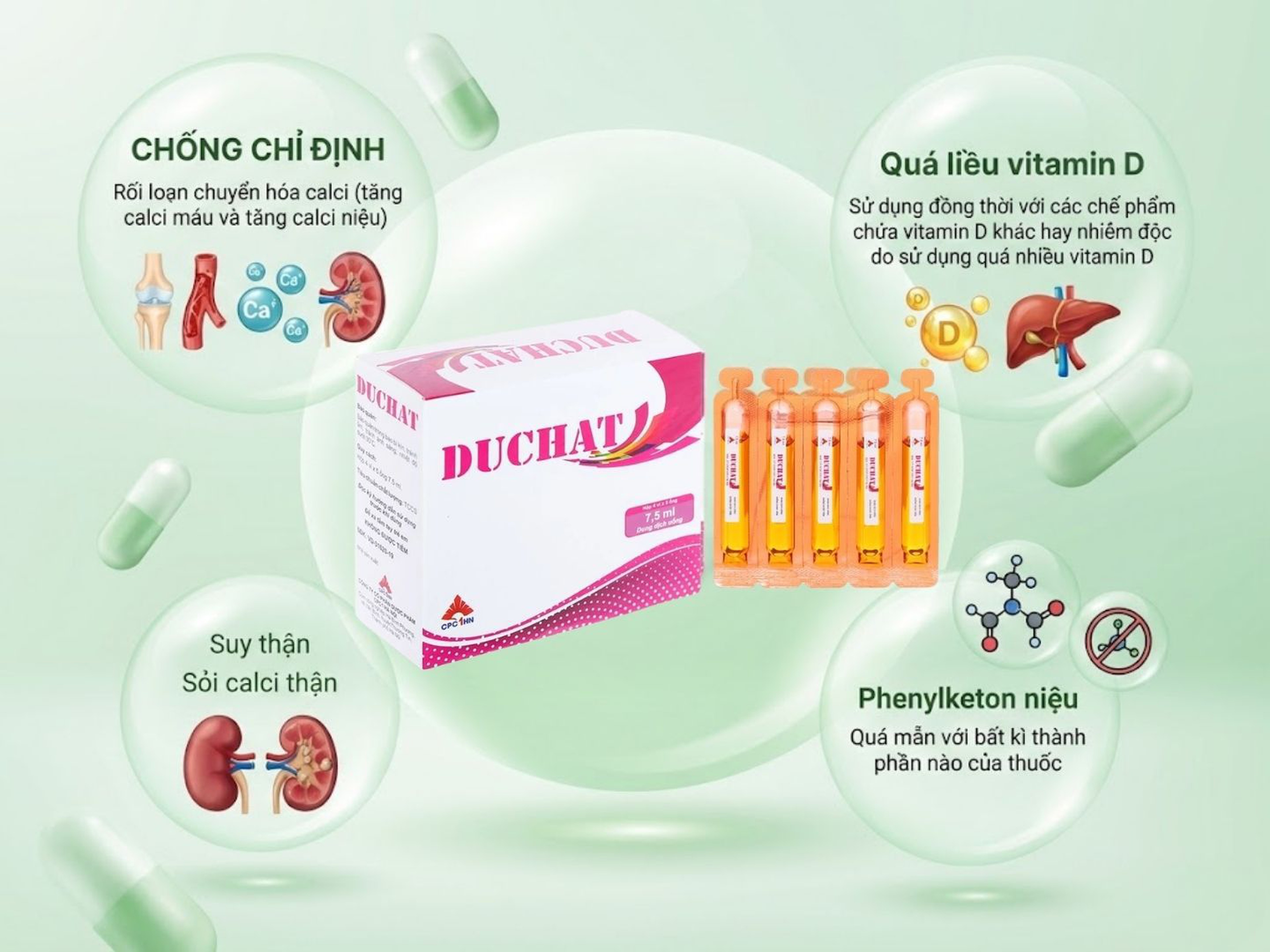 Dung dịch uống Duchat dự phòng trường hợp thiếu Vitamin và Acid Amin (Hộp 20 ống x 7,5ml)